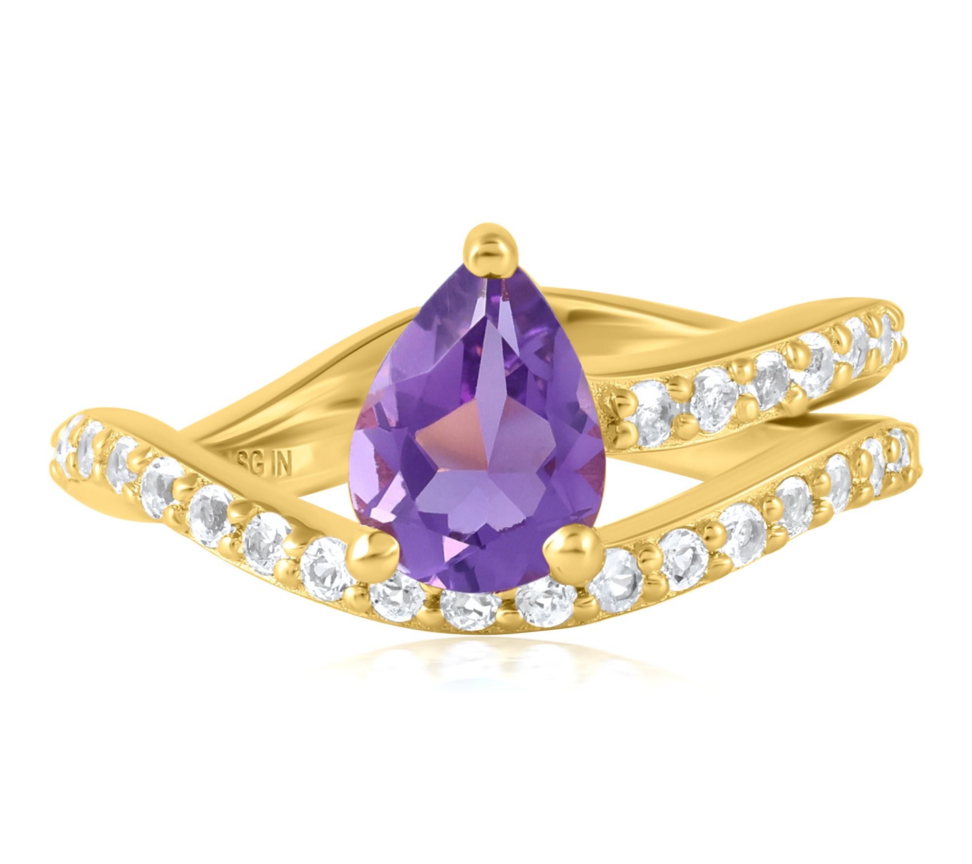 Christian James 14K Gold Clad Ripple Pear Gemstone Wrap Ring