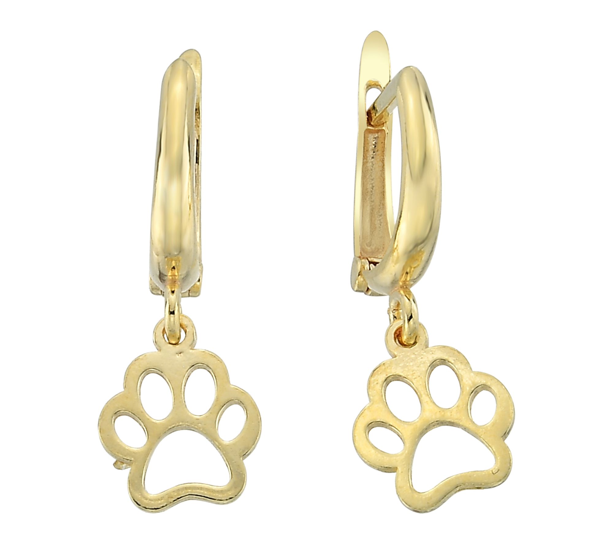 Silver Style Paw Print Huggie Hoop Drop Earrings,  Sterling