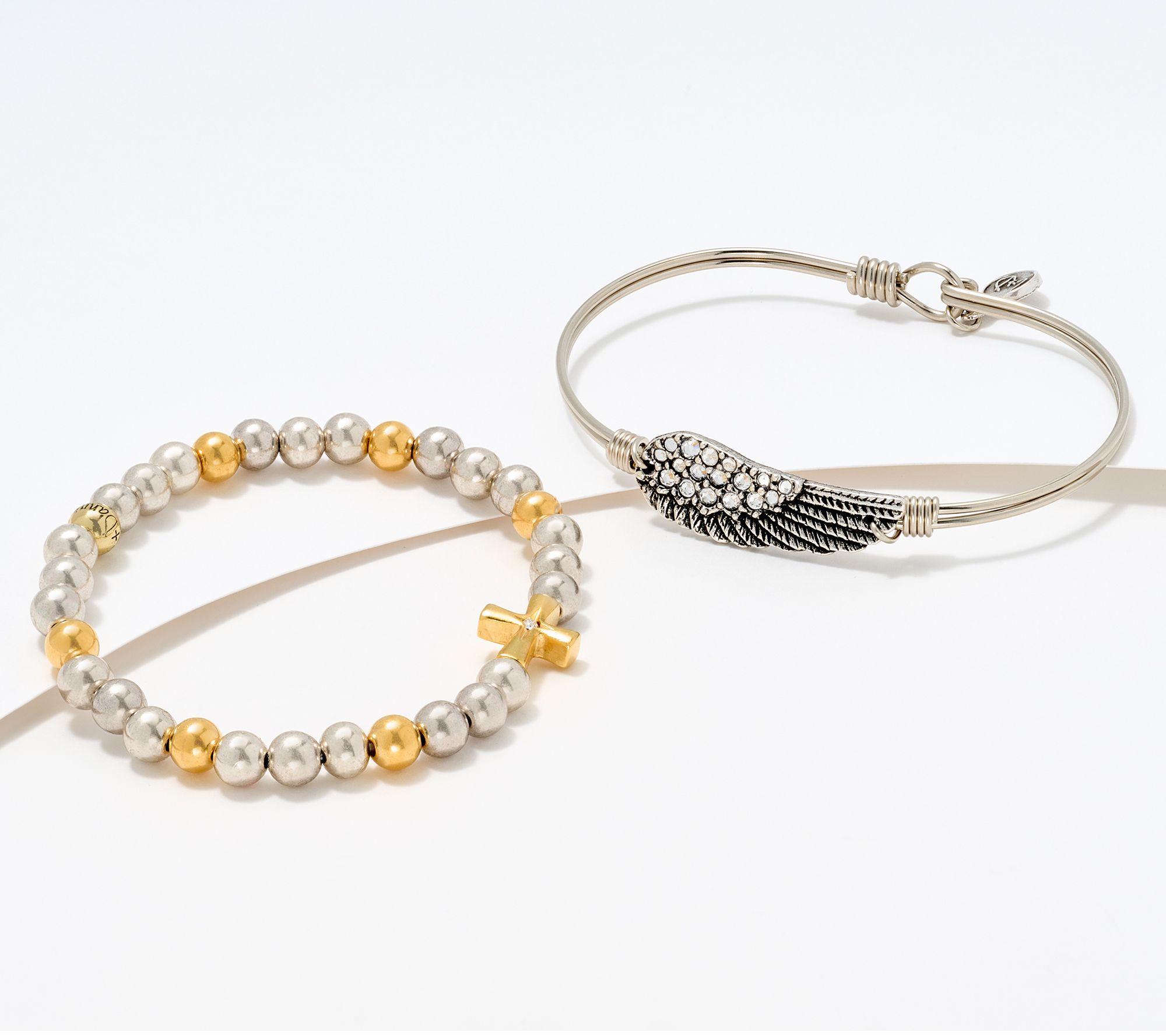 "As Is" Luca & Danni Set of 2 Wire and Bead Bracelets