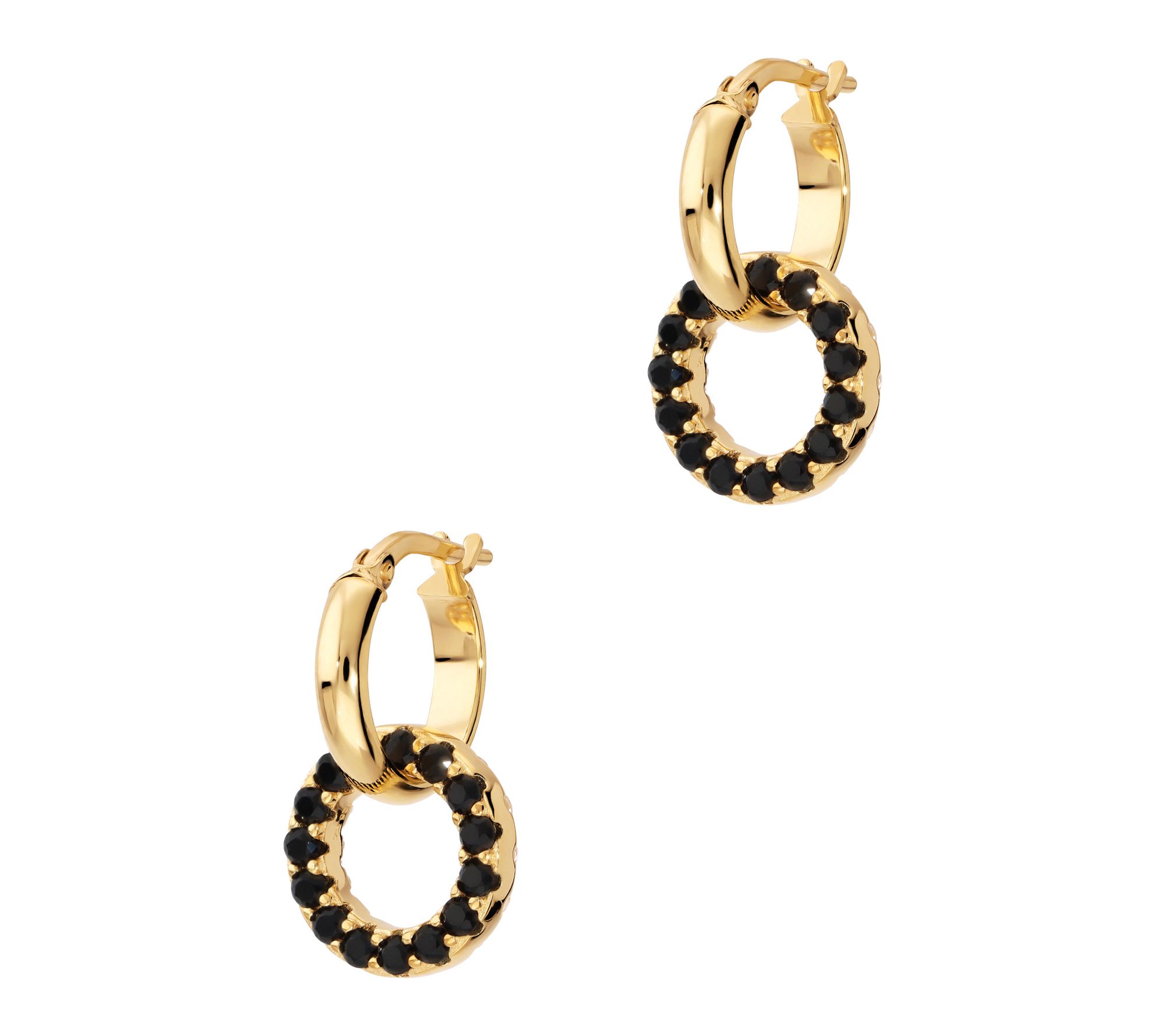 Diamonique Italia Reversible Dangle Hoop Earrings, 18K Plated