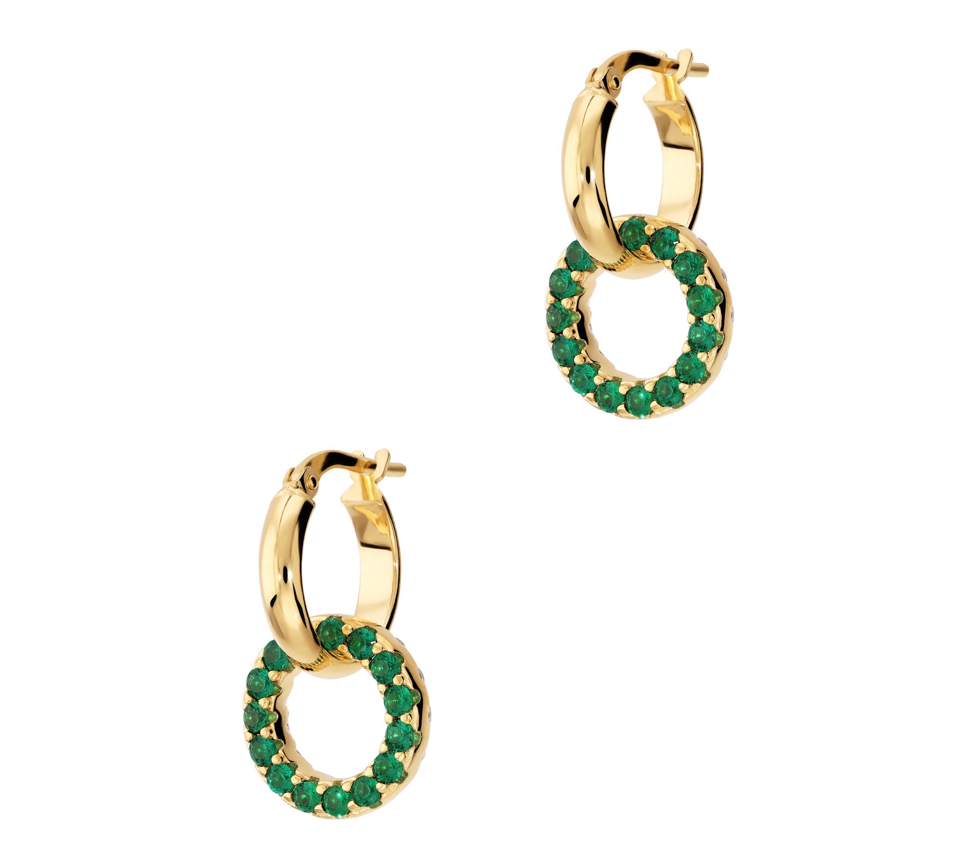 Diamonique Italia Reversible Dangle Hoop Earrings, 18K Plated