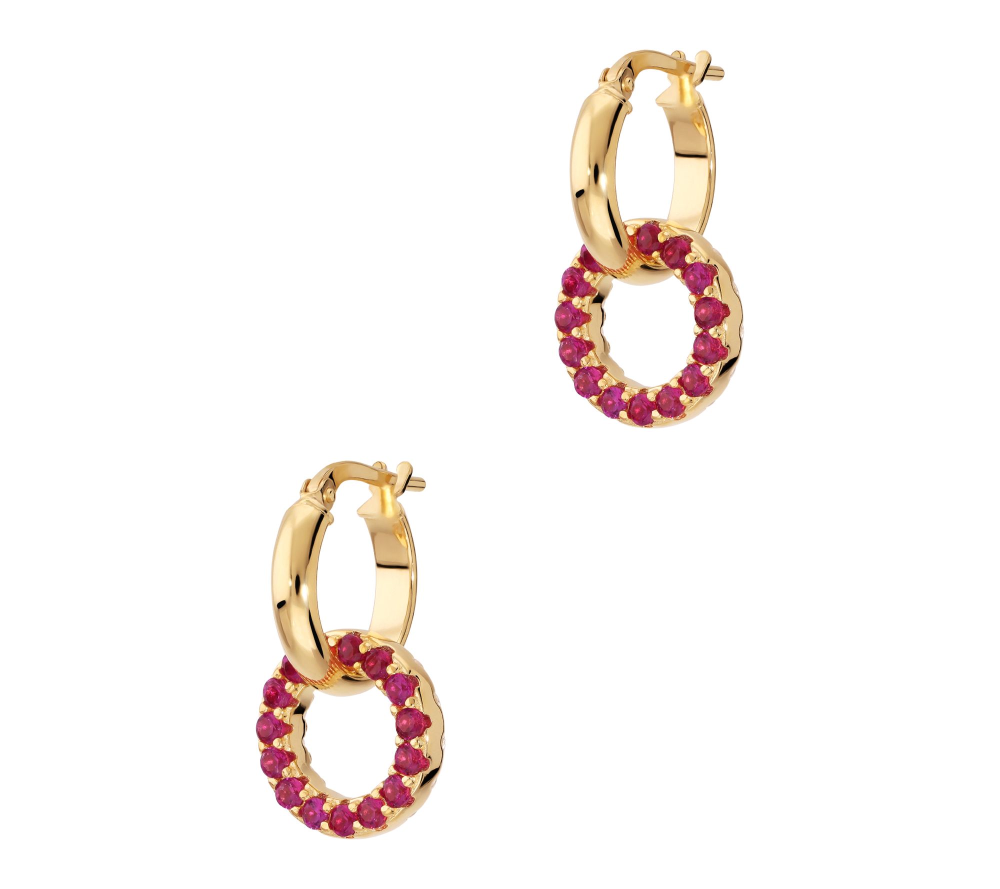Diamonique Italia Reversible Dangle Hoop Earrings, 18K Plated