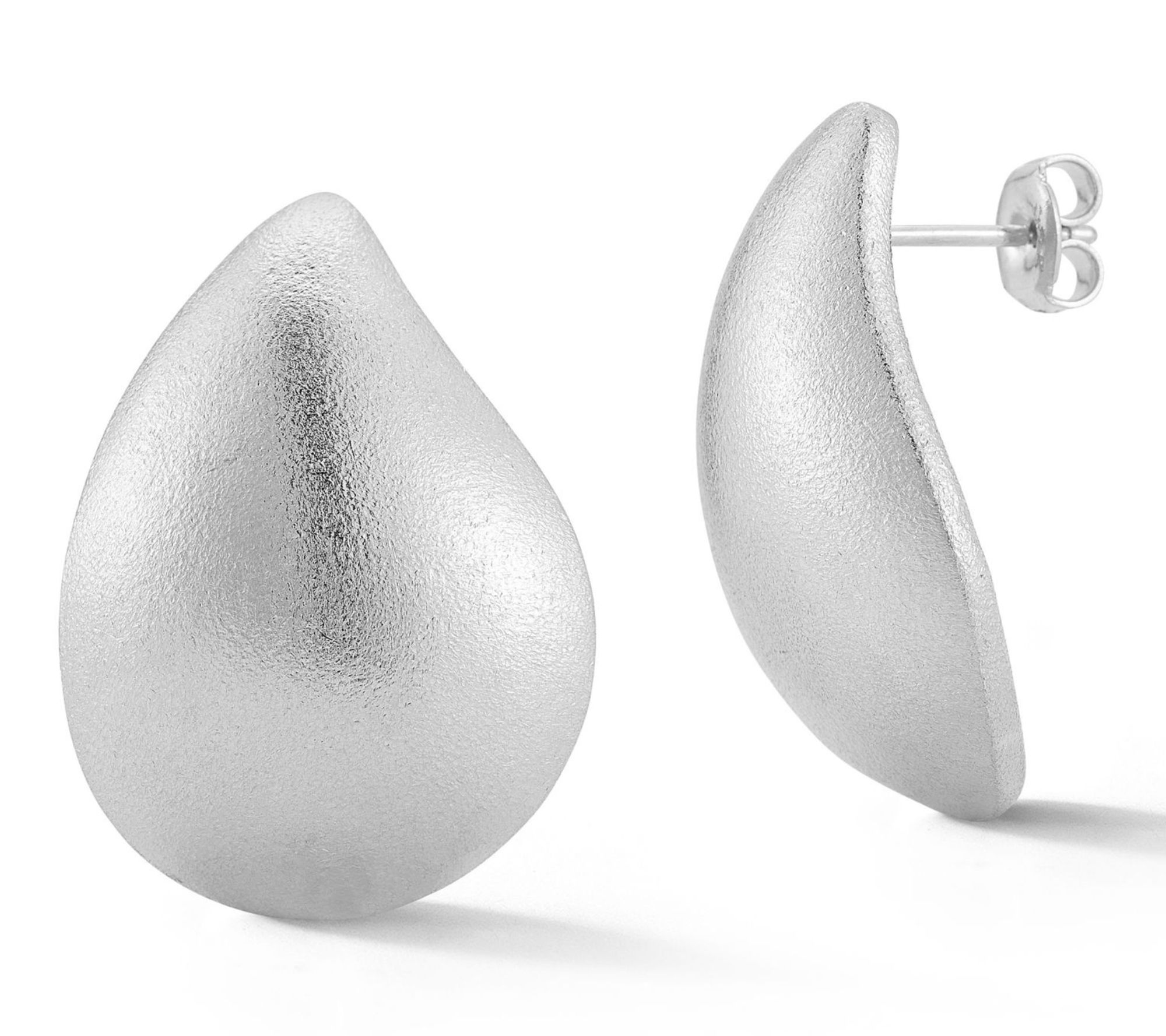 Sterlina Silver Satin Curve Teardrop Earrings,Sterling