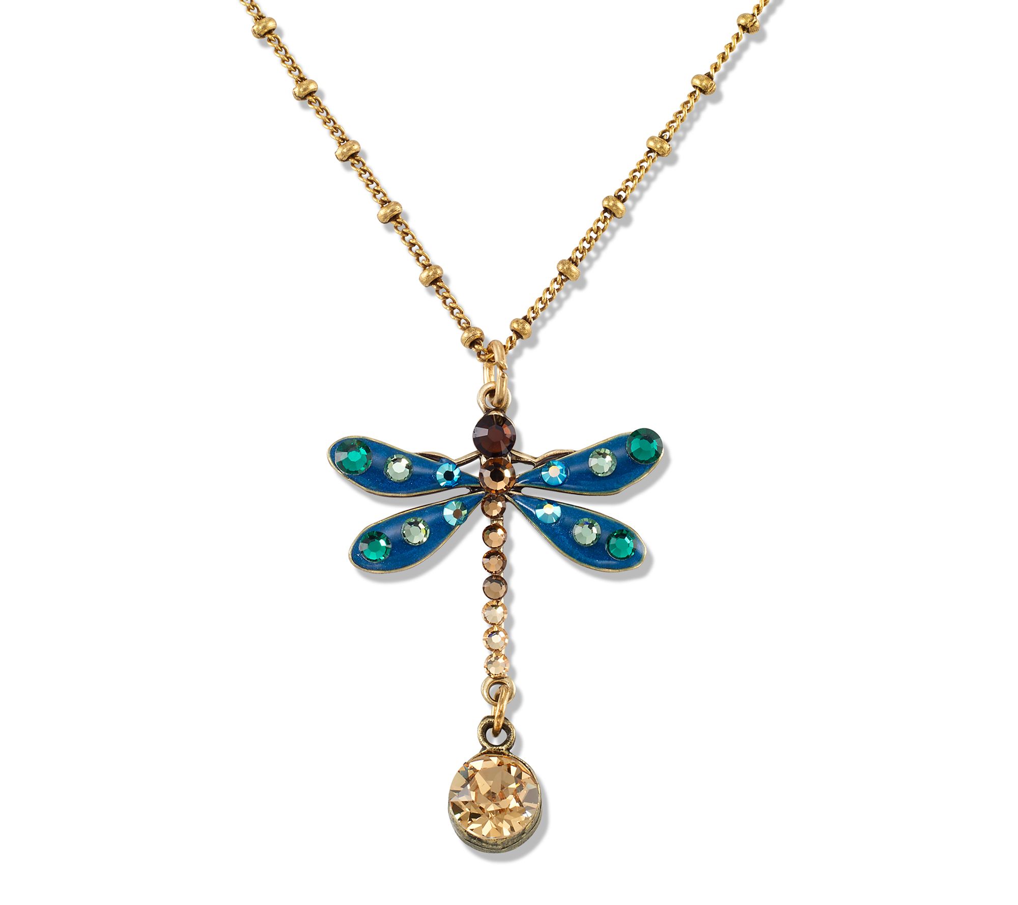 Anne Koplik Multi-Color Crystal Dragonfly Pendant w/ Chain