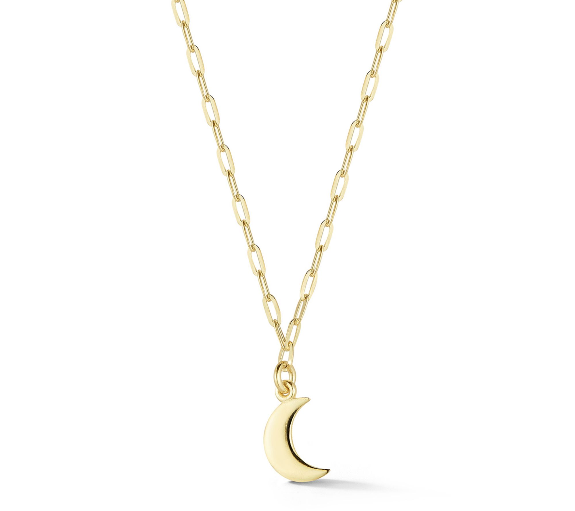 Sterlina Silver Polished Crescent Moon Necklace, Sterling