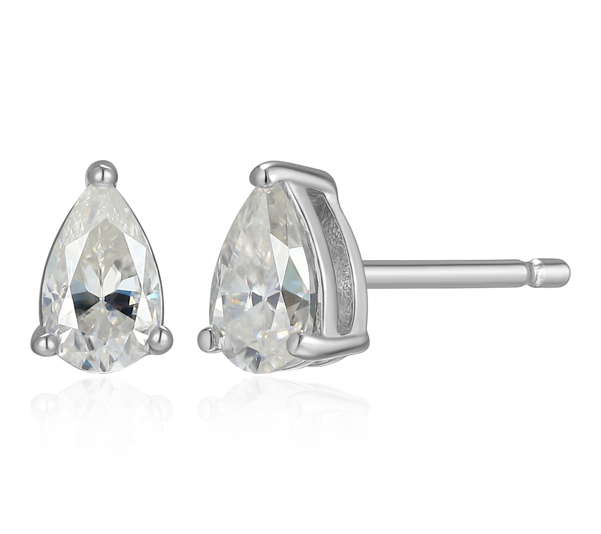Moissanite 0.50 cttw Pear Cut Stud Earrings, Sterling Silver