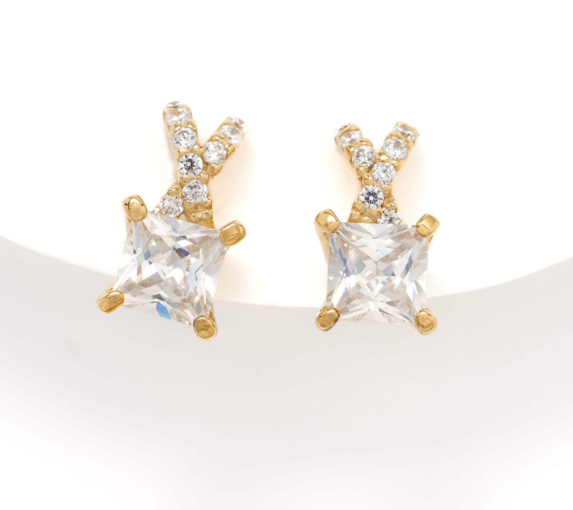 Diamonique Crisscross Stud Earrings, Sterling Silver