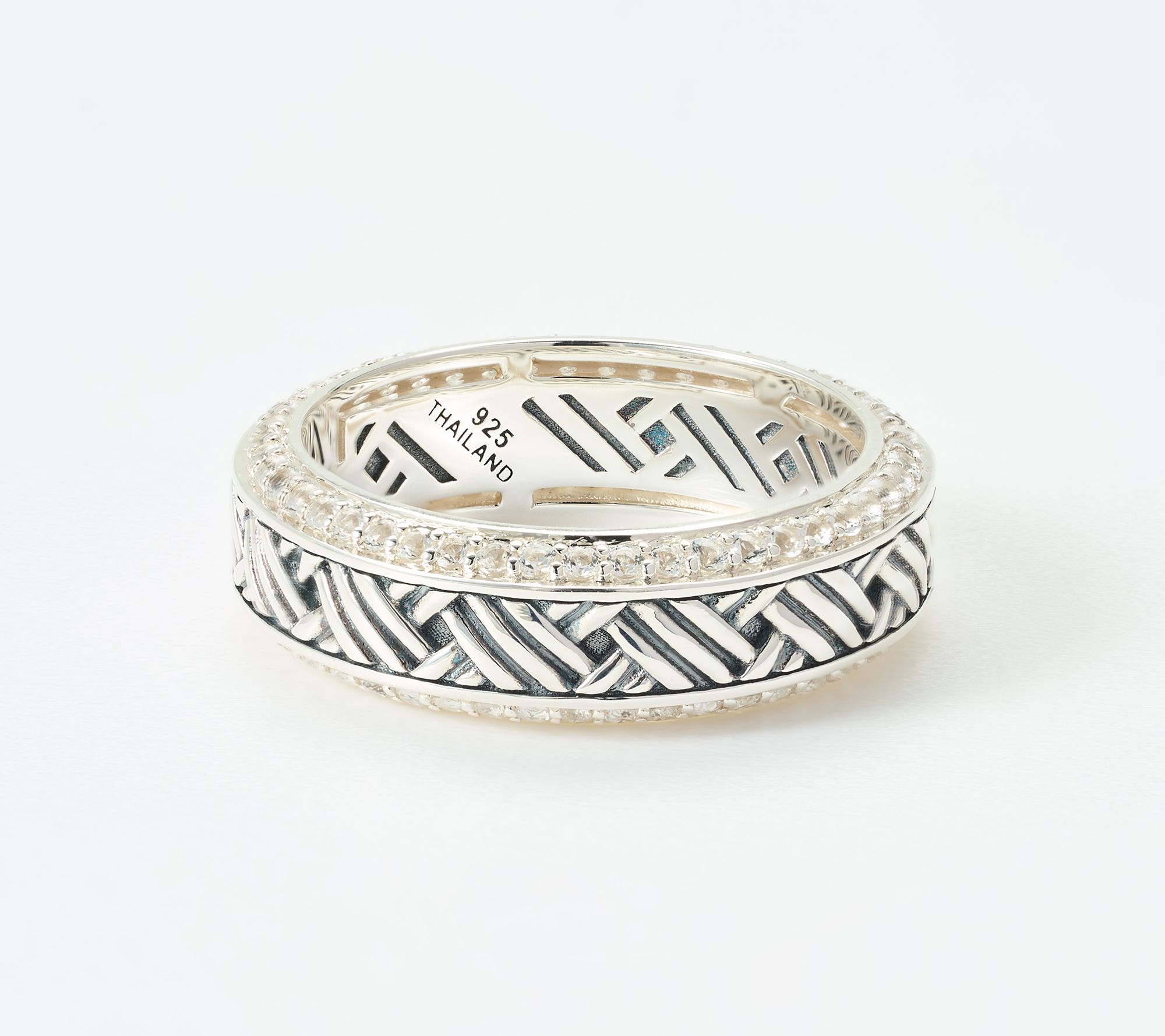 JAI x Alberti Sterling Silver Artizane Pave Gemstone Band Ring