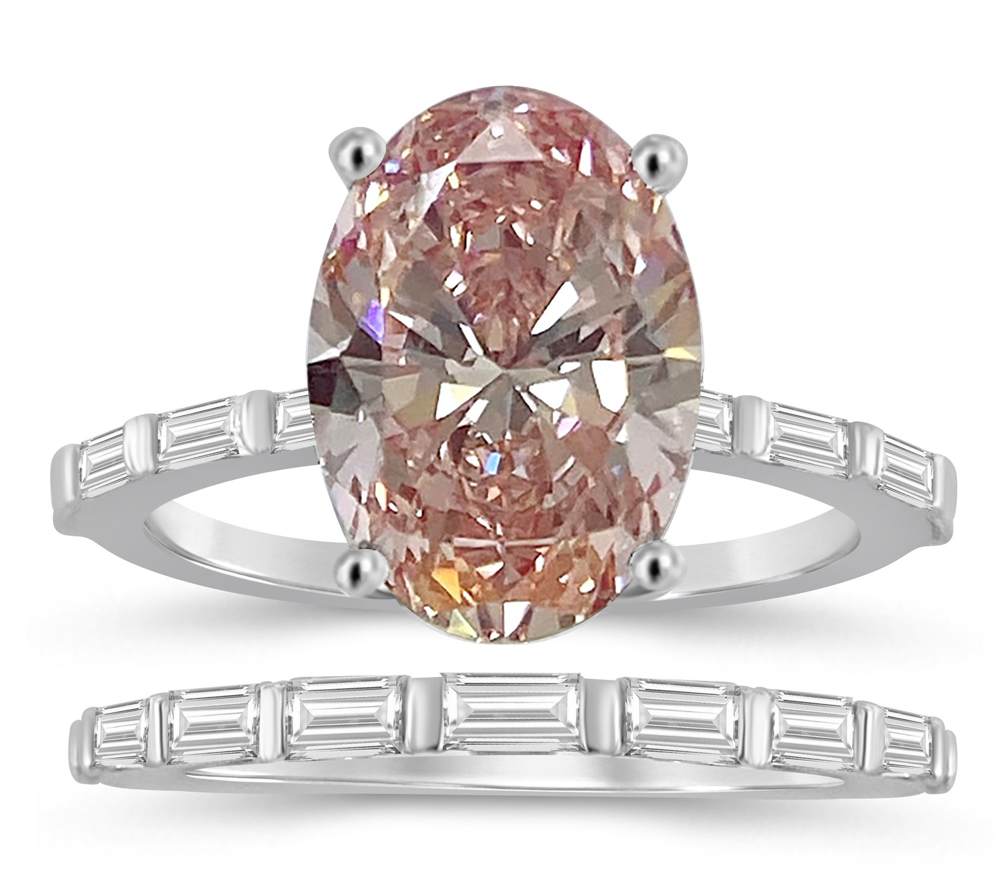 Fire Light 3.50 cttw Pink Lab Grown Diamond Ring Set, 14K Gold