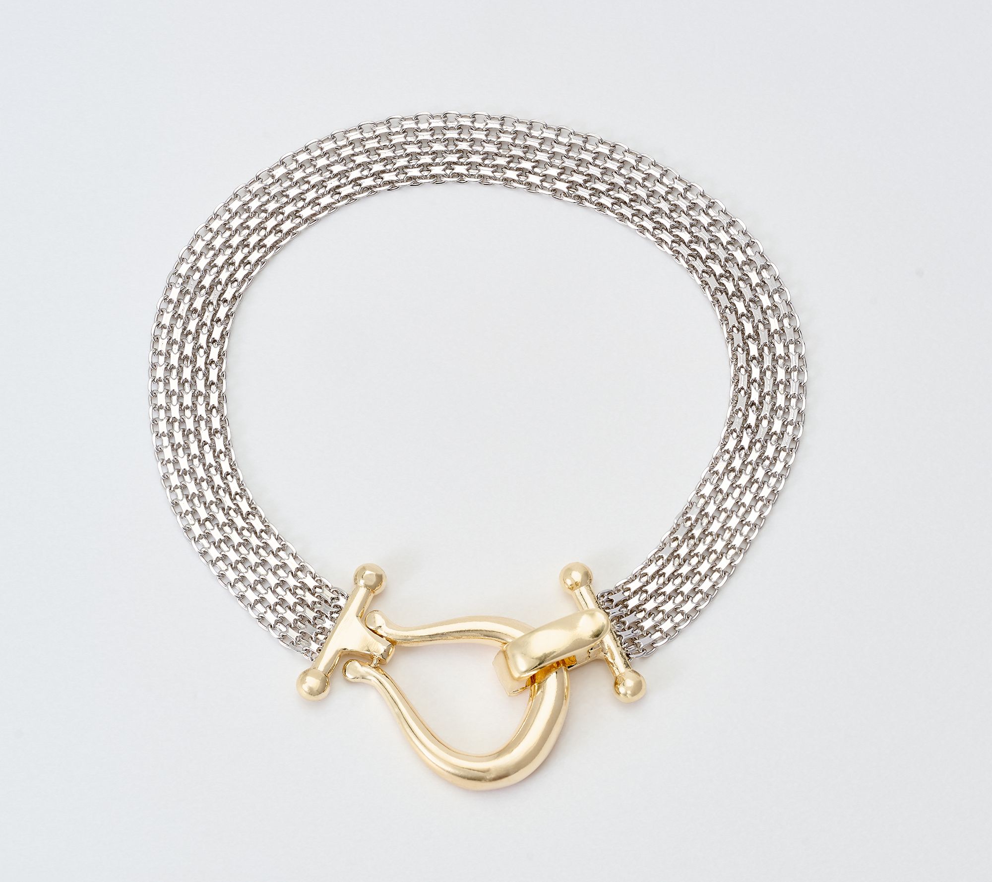 Silver Style Mesh Chain w/ Buckle Clasp Bracelet