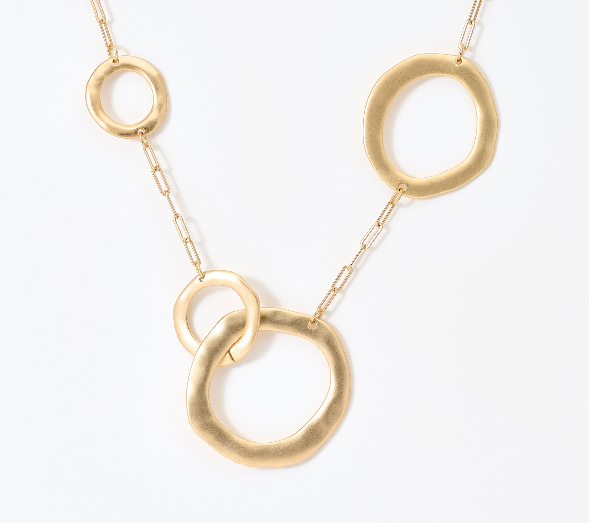  Susan Graver Hammered Hoops Necklace