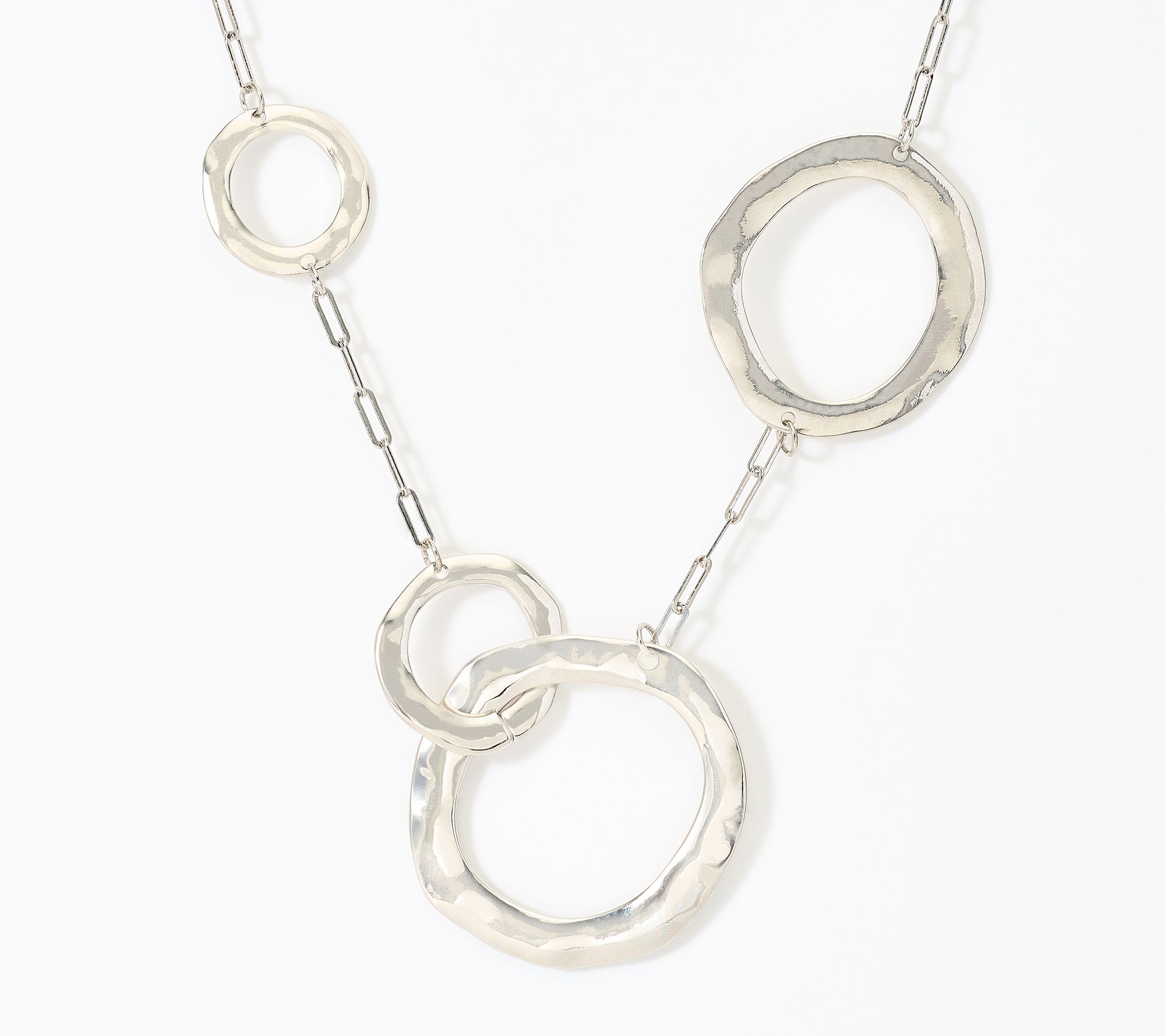Susan Graver Hammered Hoops Necklace