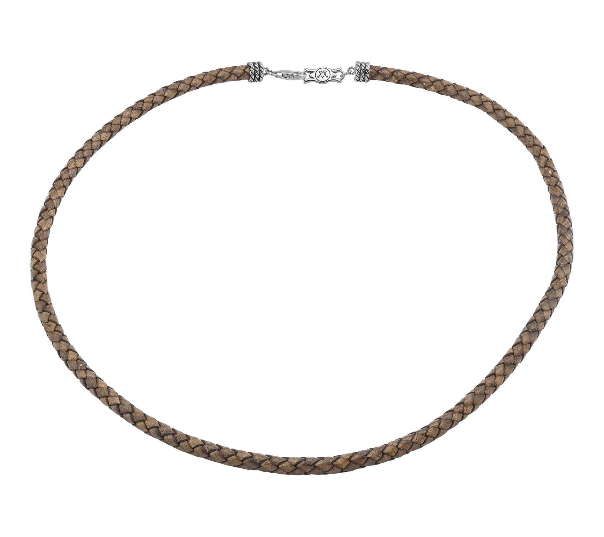 American West Sterling Silver Braided Leather 2 4" Necklace