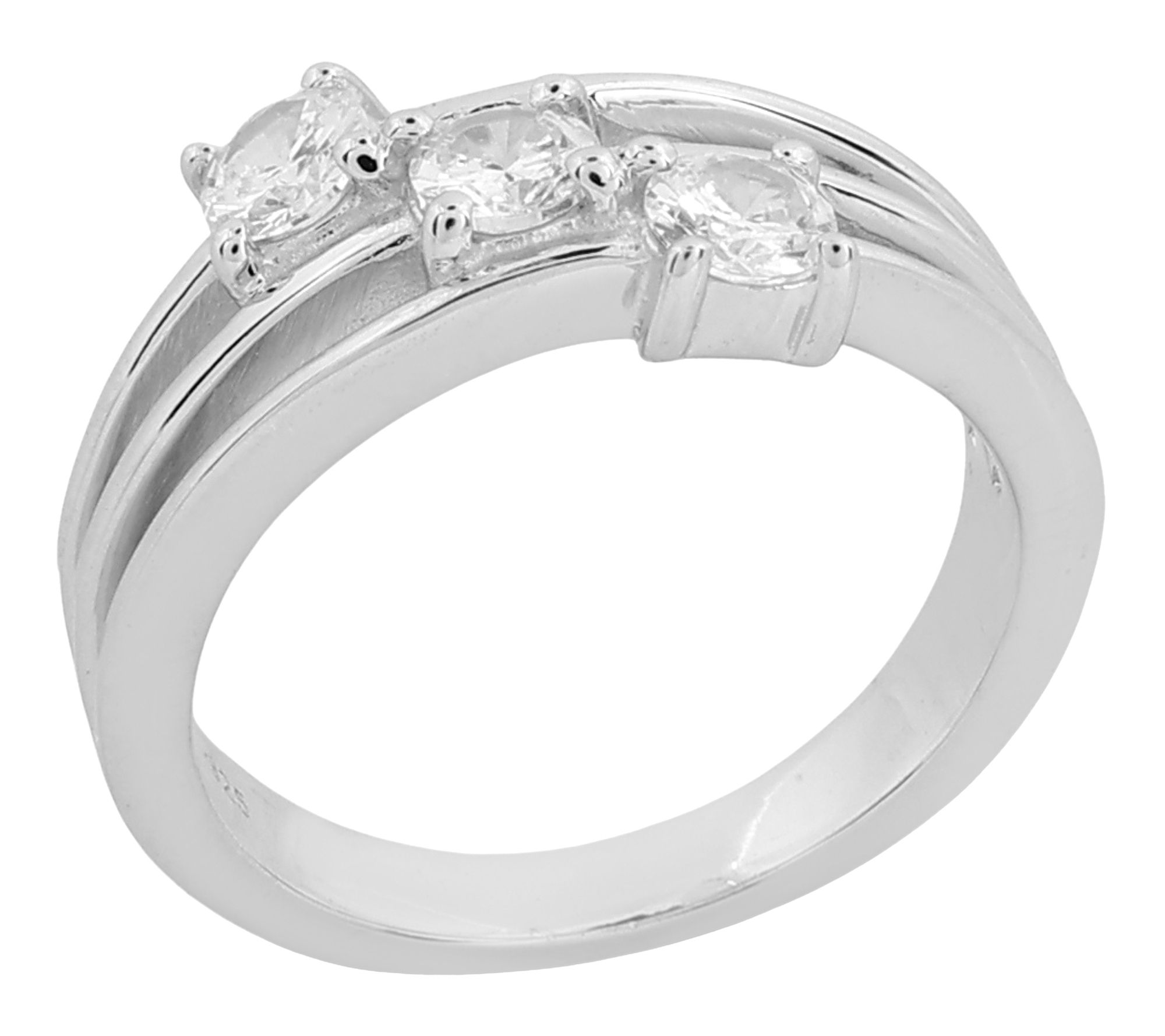 Diamonique 1.20 cttw 3-Stone Ring, Sterling Silver