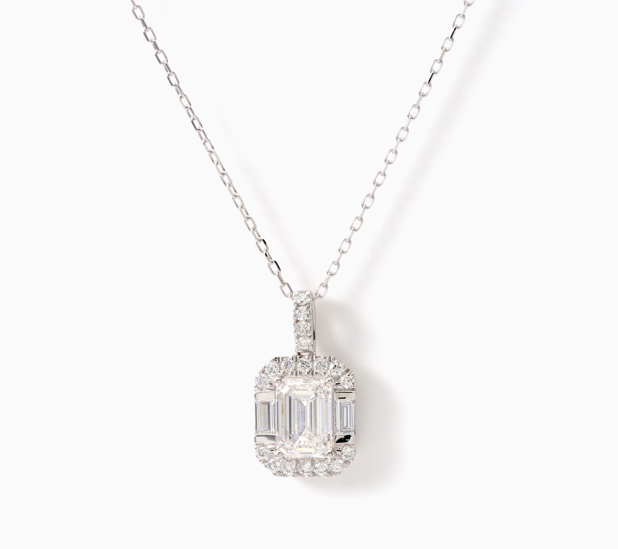 Smiling Rocks Lab Grown Diamonds 2.50 ctw Art Deco Pendant, 14k
