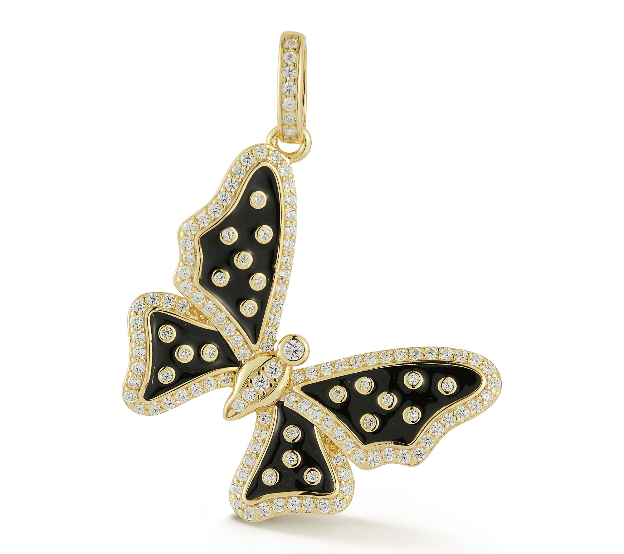 Sterlina Silver Enamel Butterfly Pendant, 14K Gold Plated
