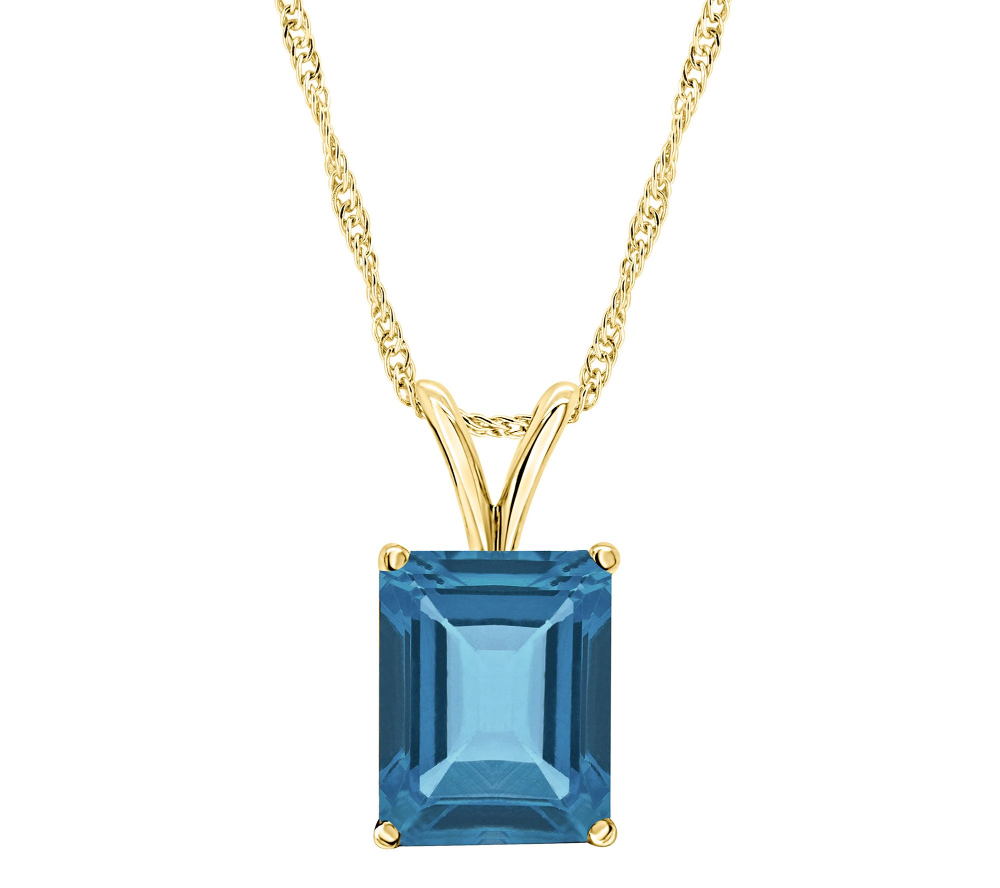 14K Gold 3.80 cttw London Blue Topaz Pendant with Chain