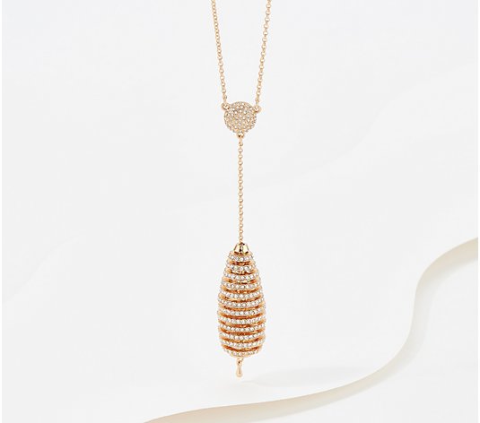 Attitudes by Renee Pave Layered Orb Y Necklace