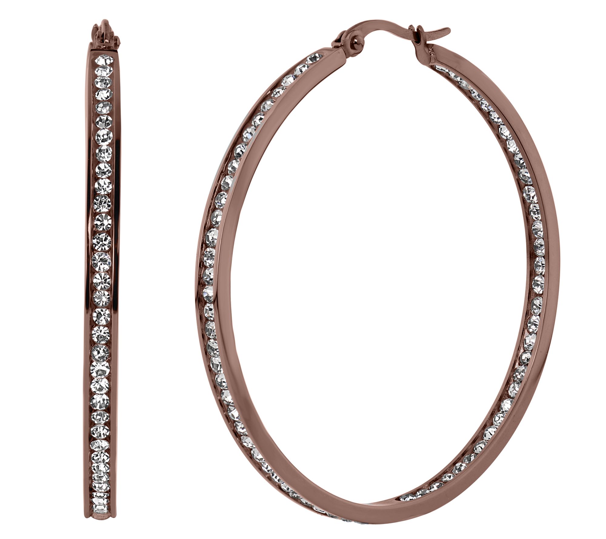 Steel by Design Inside-Out Chocolate Hoop E arr ings