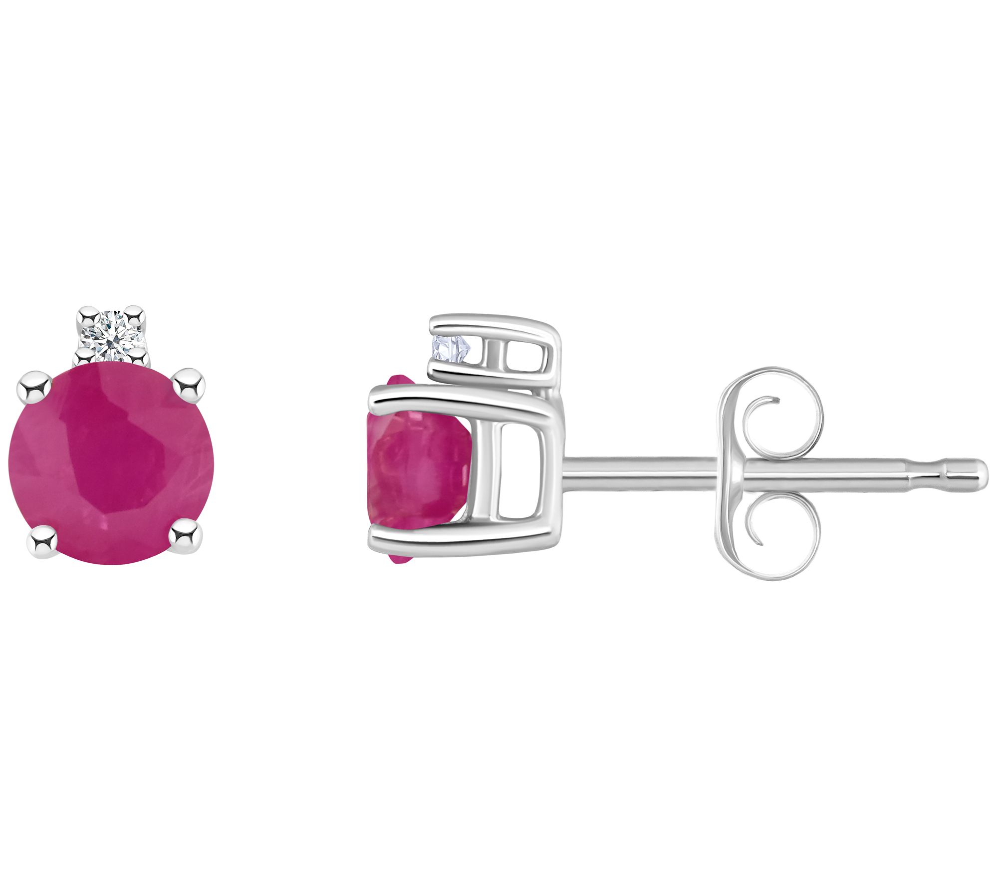 14K Round 0.70 cttw Ruby & Diamond Accent S tud Earrings