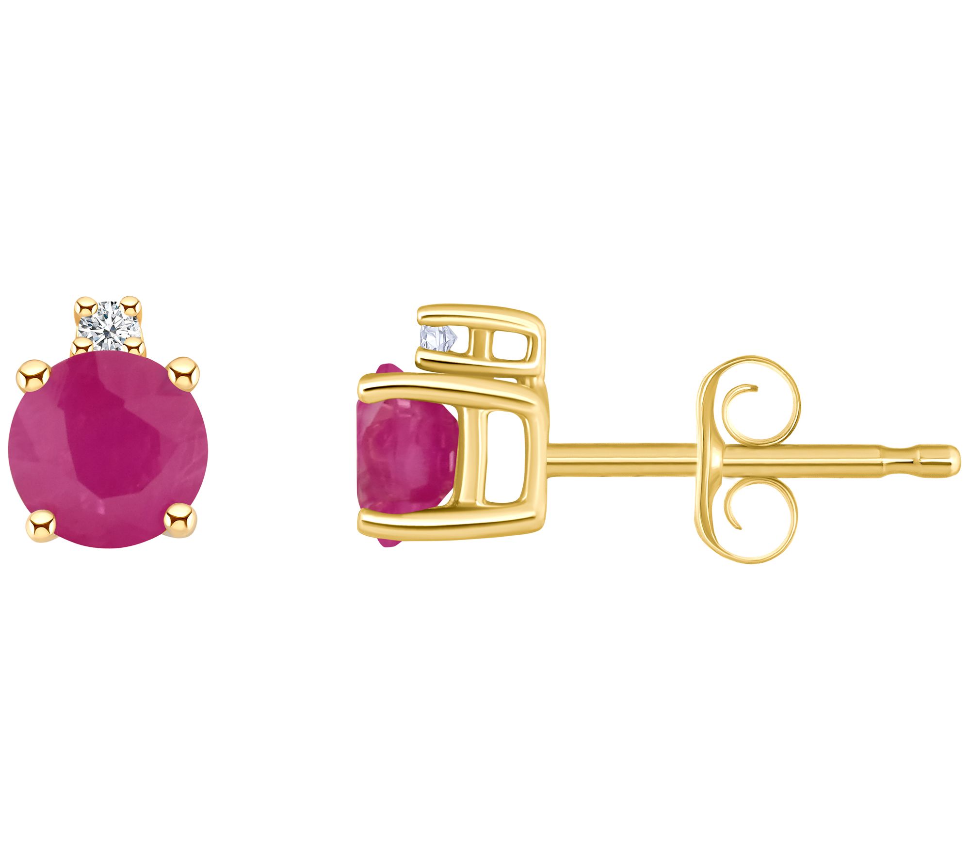 14K Round 0.70 cttw Ruby & Diamond Accent S tud Earrings
