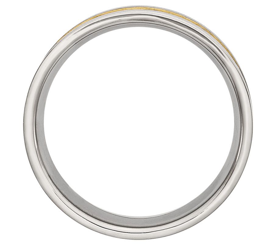 Steel by Design Men's Two-Tone Grooved 8mm Brushed Band Ring - QVC.com