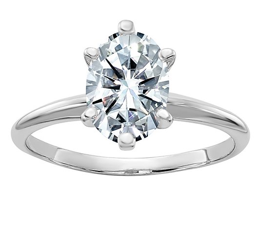 Moissanite 2.10 cttw Oval Solitaire Ring , 14K