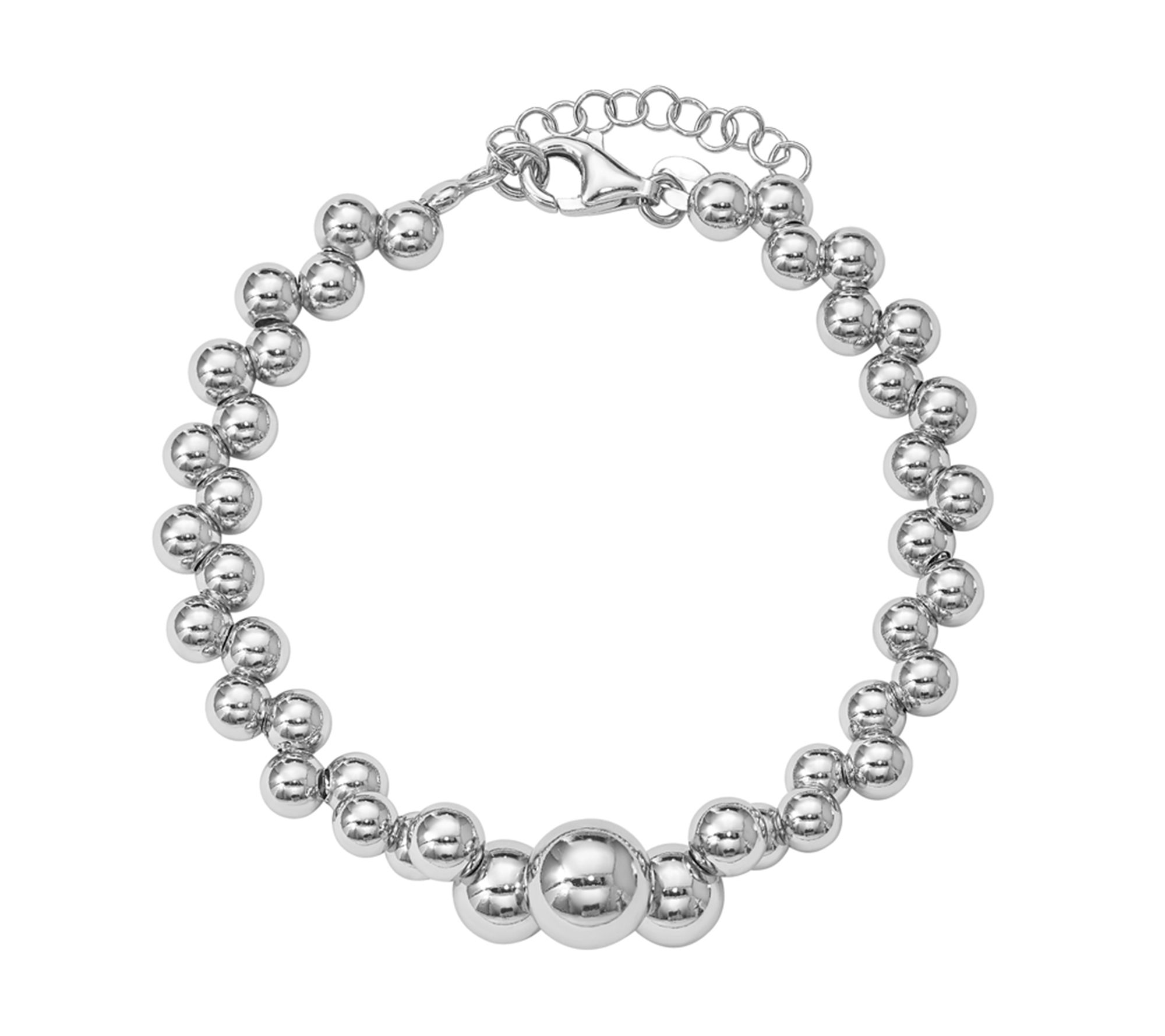 Italian Silver Zigzag Beaded Bracelet, 13.3g - QVC.com