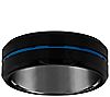 Men's Grooved 8mm Black & Blue Plated TungstenWedding Band