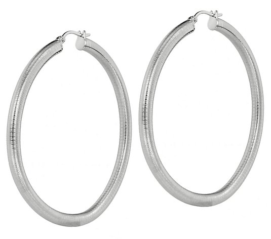 Steel By Design 2-1/4" Ridged Scrolled Hoop Earrings