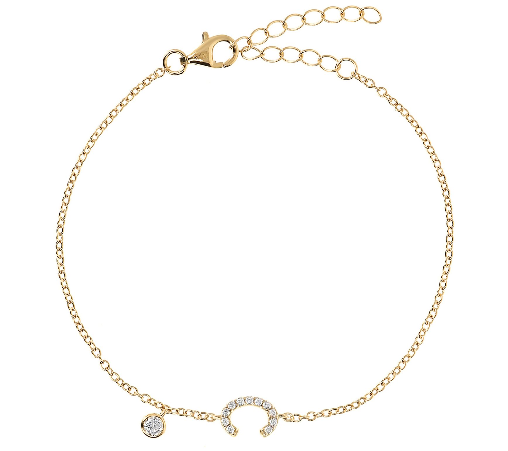 Diamonique Initial Adjustable Bracelet, 14K Gol d Clad