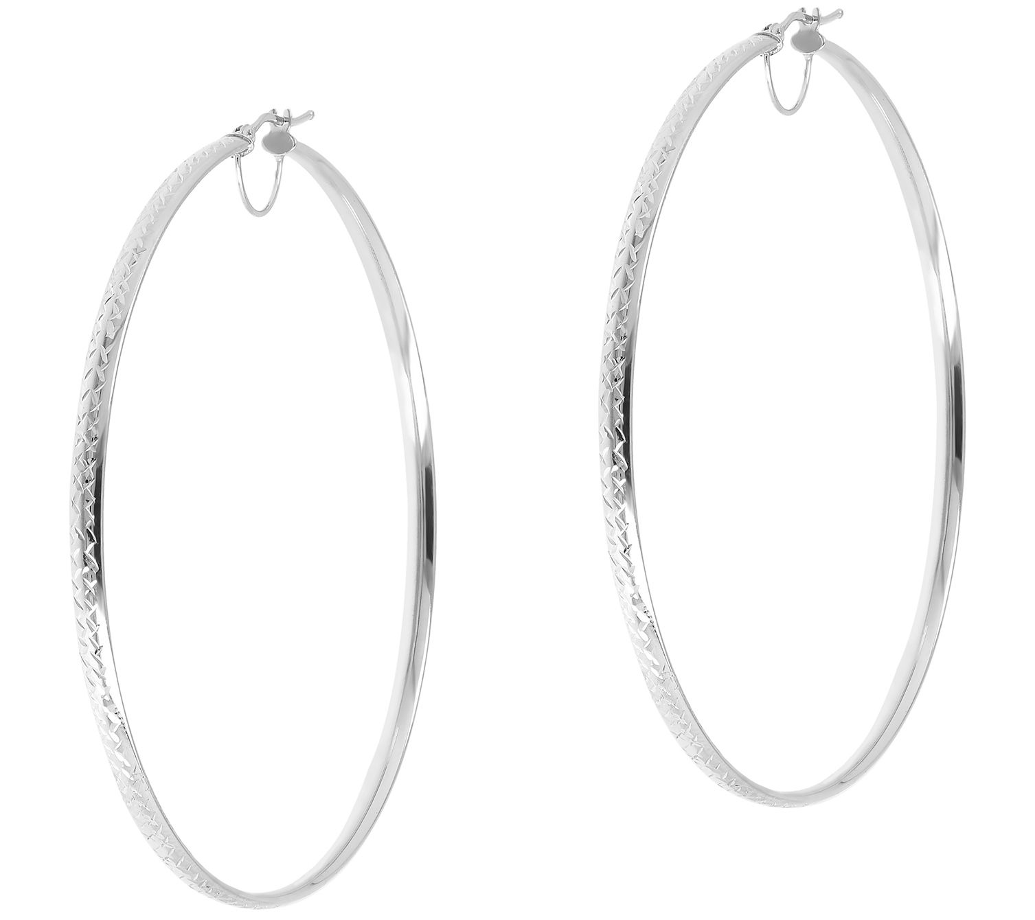 EternaGold 2-1/2" Diamond Cut Hoop Earrings, 14 K Gold