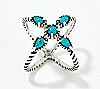 American West by CP Sterling Silver Turquoise X Style Ring