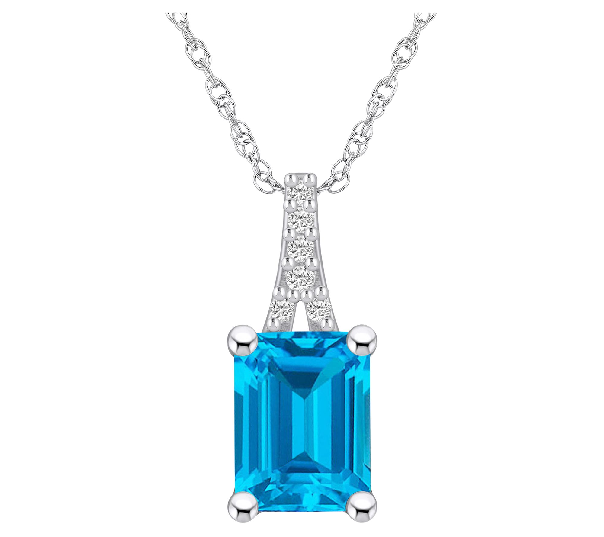 Affinity Gems Emerald Cut Gemstone & Diamond Pendant, 14K Gold