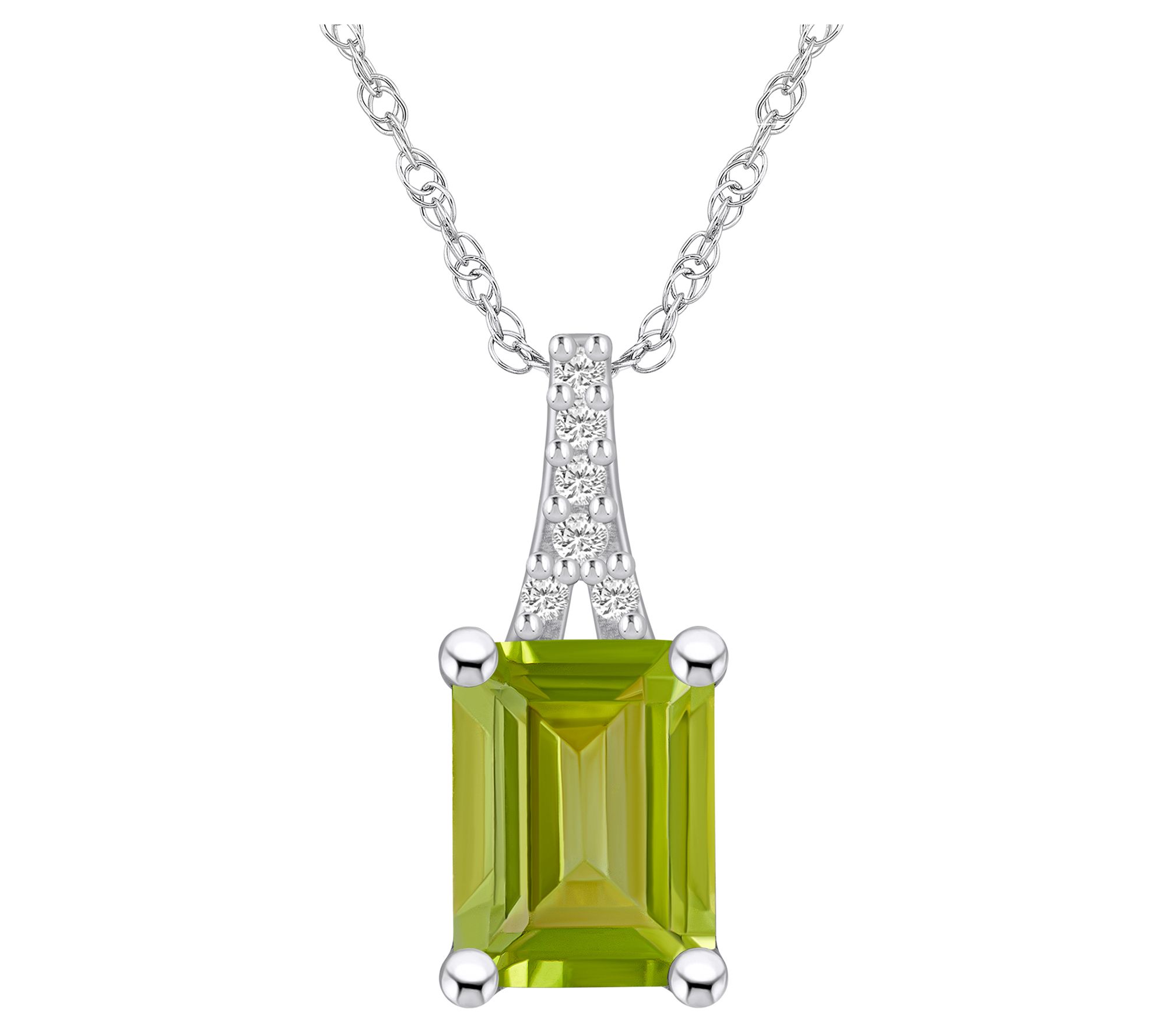 Affinity Gems Emerald Cut Gemstone & Diamond Pendant, 14K Gold