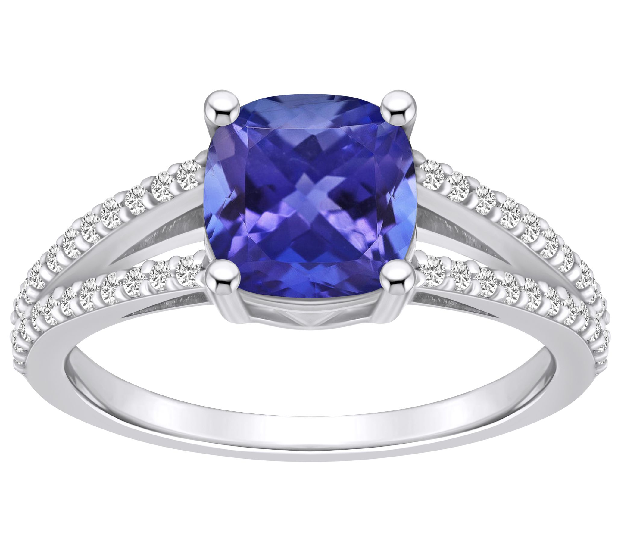 Affinity Gems Cushion Cut Tanzanite & Diamond Ring, 14K Gold