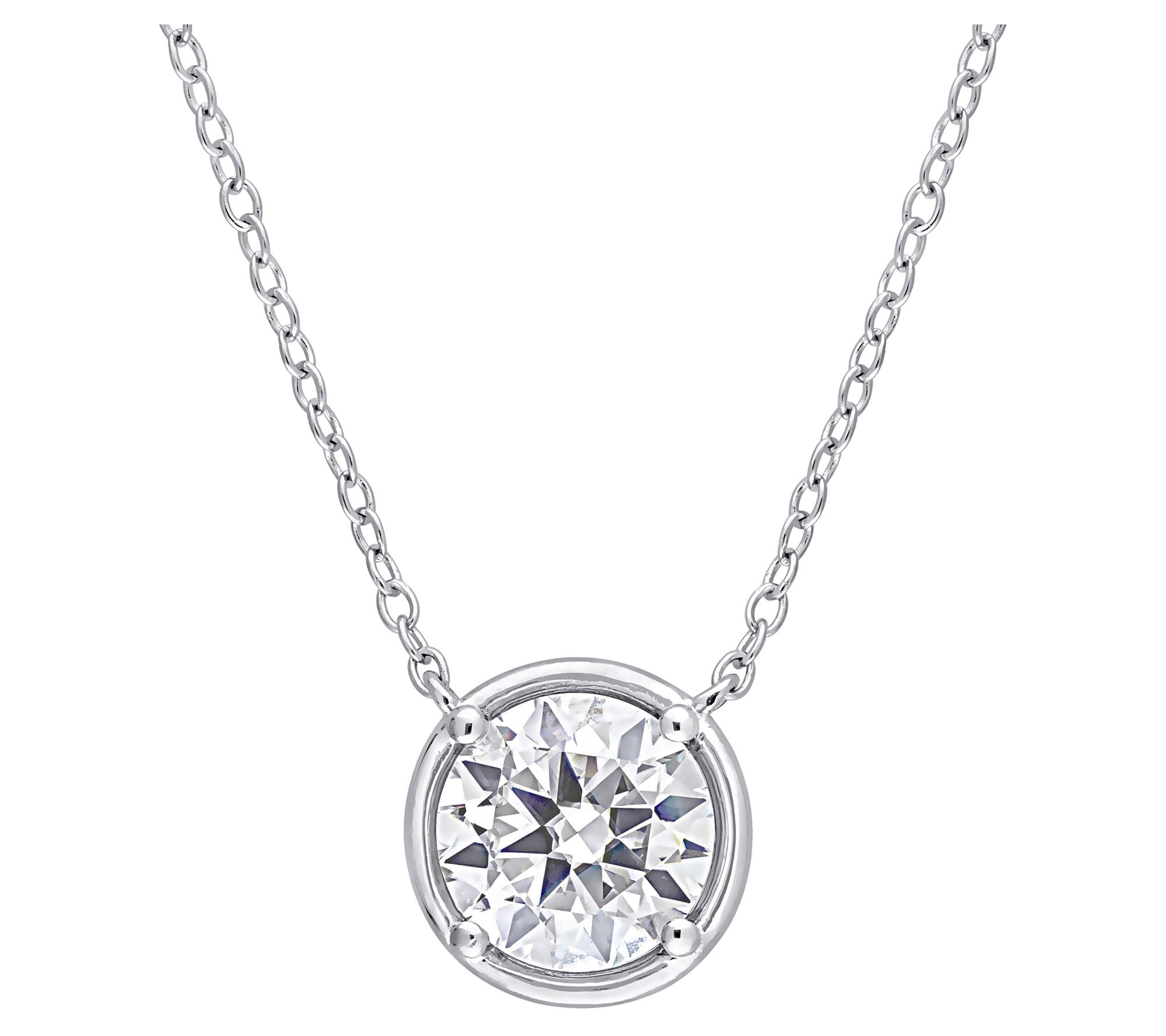 MoissanIce Moissanite 1.85 cttw Halo Necklace,terling Silver