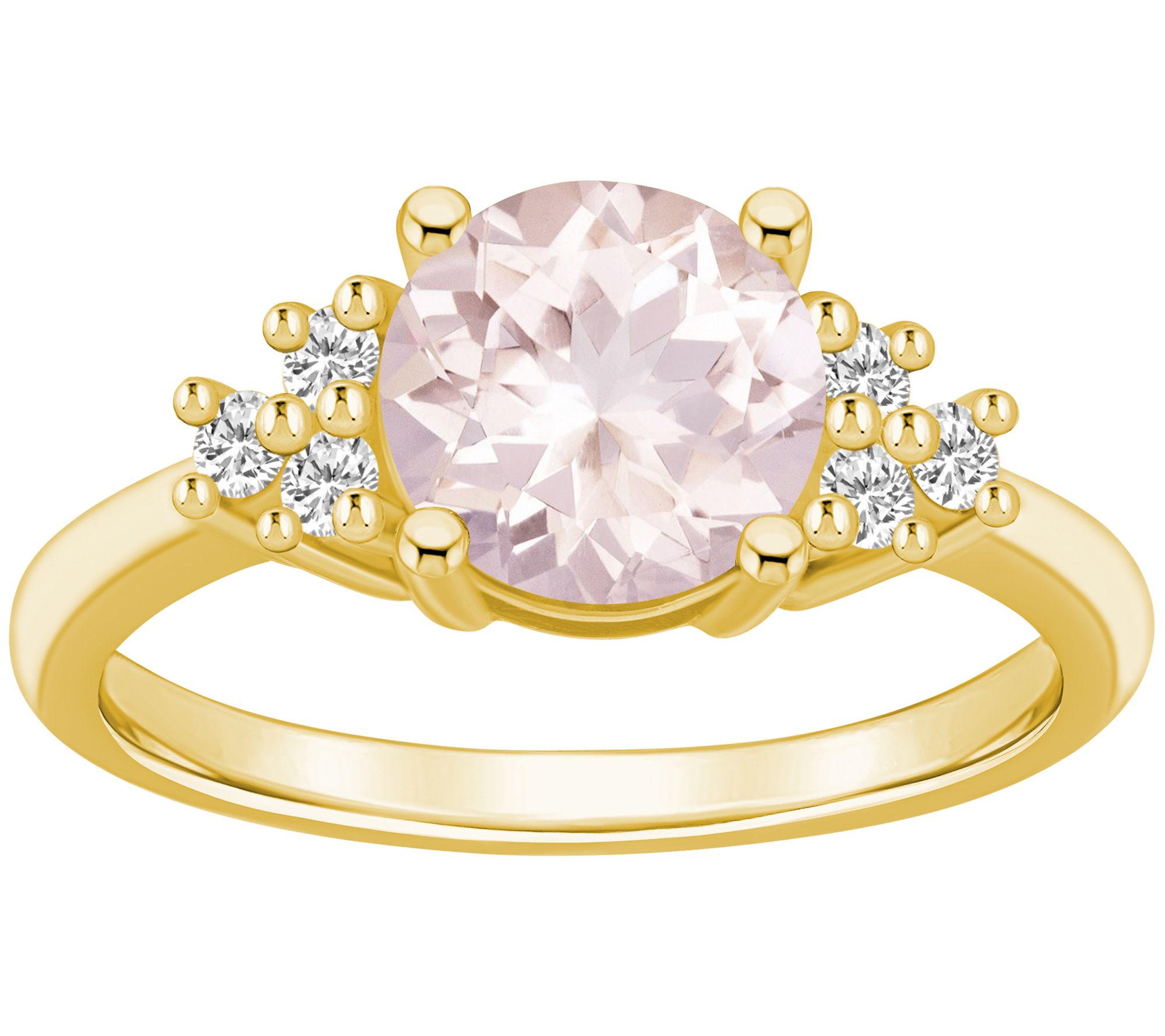 Affinity Gems Round Cut Morganite & Diamond Rin g, 14K Gold