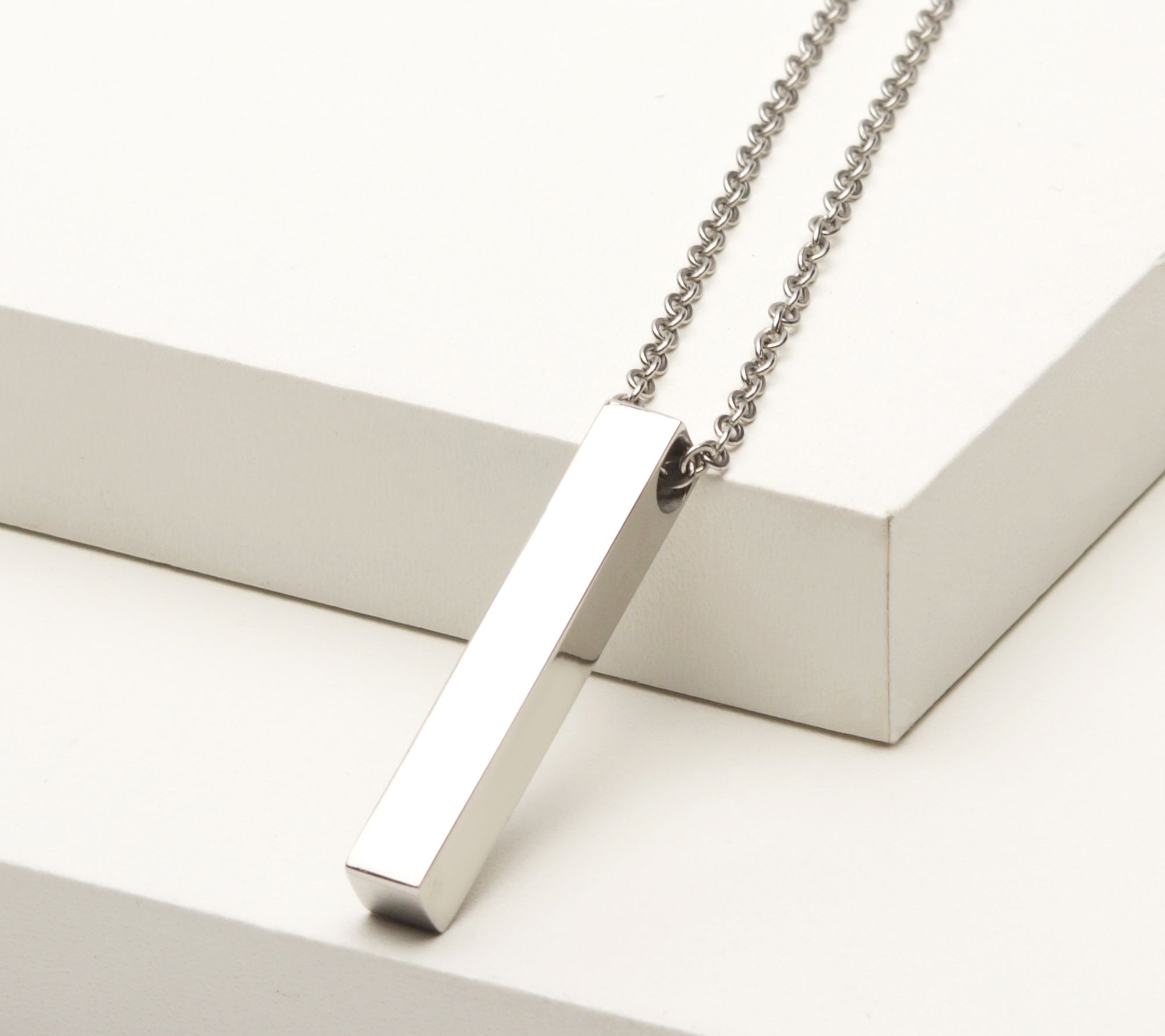 Verve Men's Stainless Steel Vertical Bar Pendan t with Chain - QVC.com