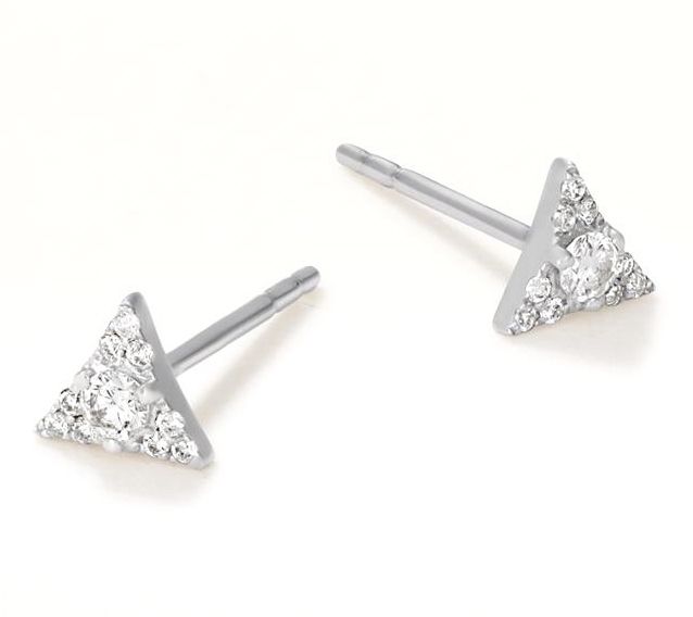 Affinity Diamonds Triangle Stud Earrings, 14K White Gold