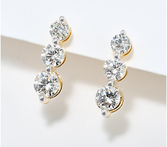 Affinity Diamonds 3-Stone Drop 1cttw Earrings, 14K Gold