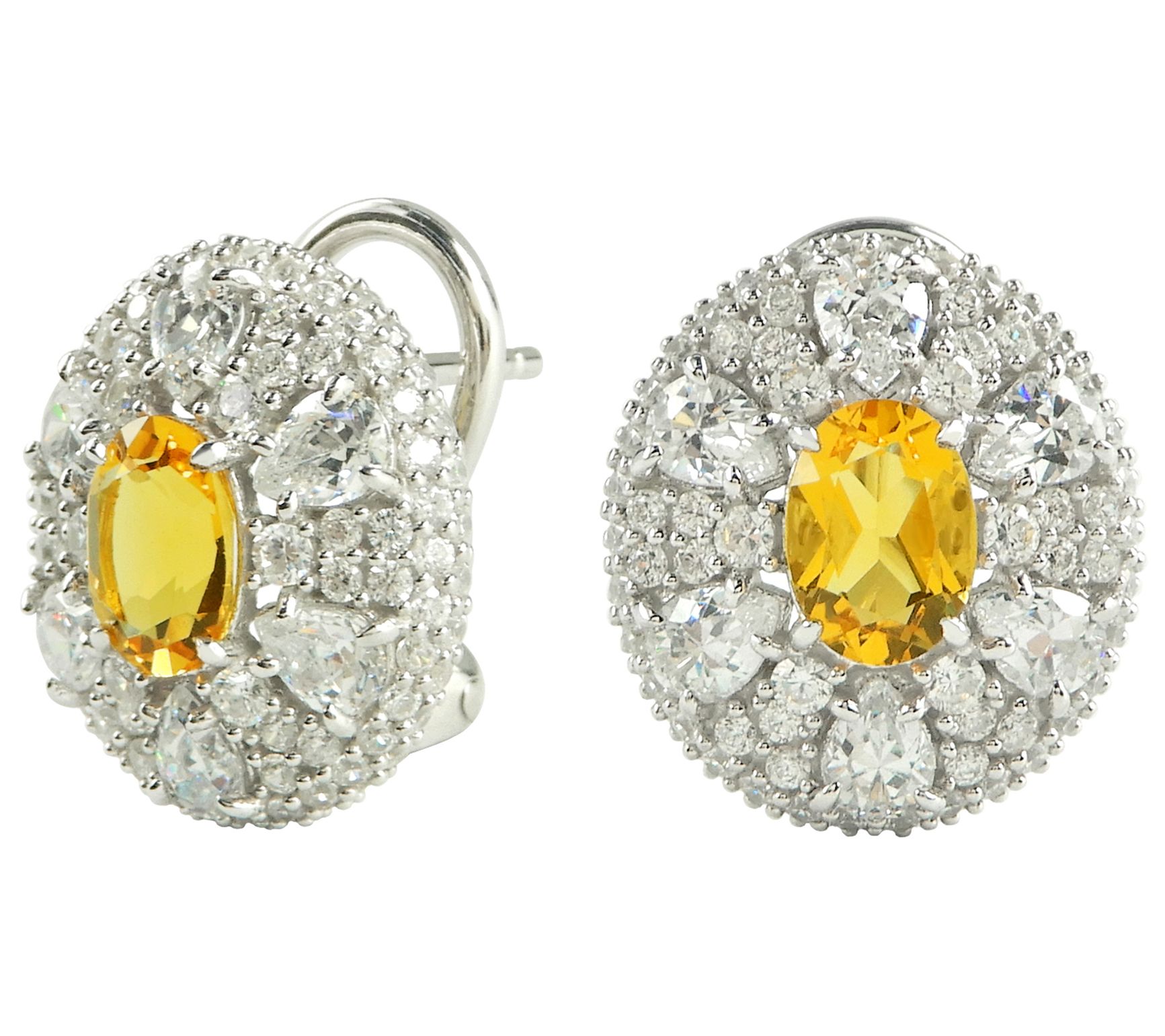 Diamonique Simulated Gemstone Halo Earrings, St erling Silver