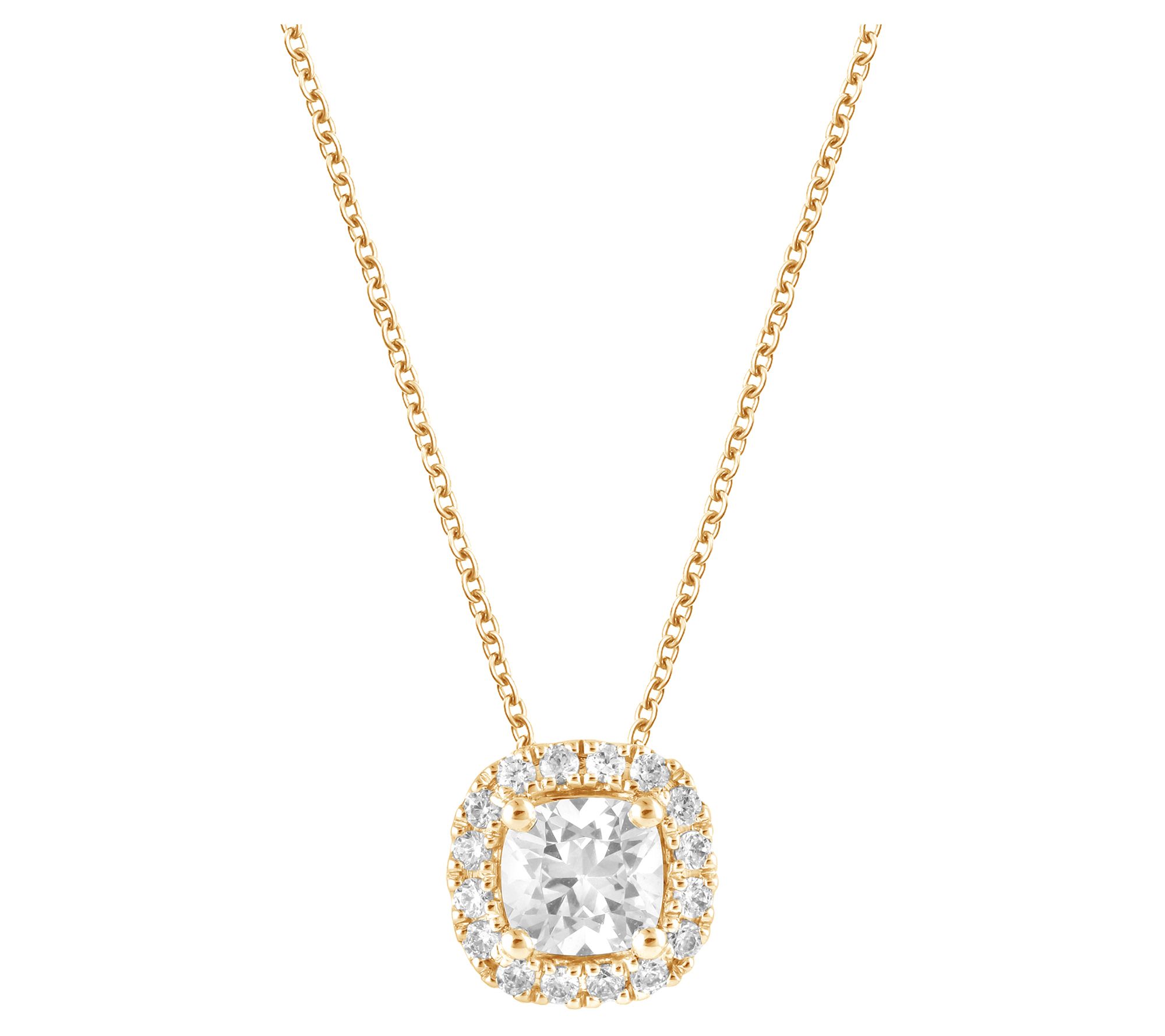 Fire Light Lab Grown Diamond Halo Pendant w/ Chain, 14K Gold