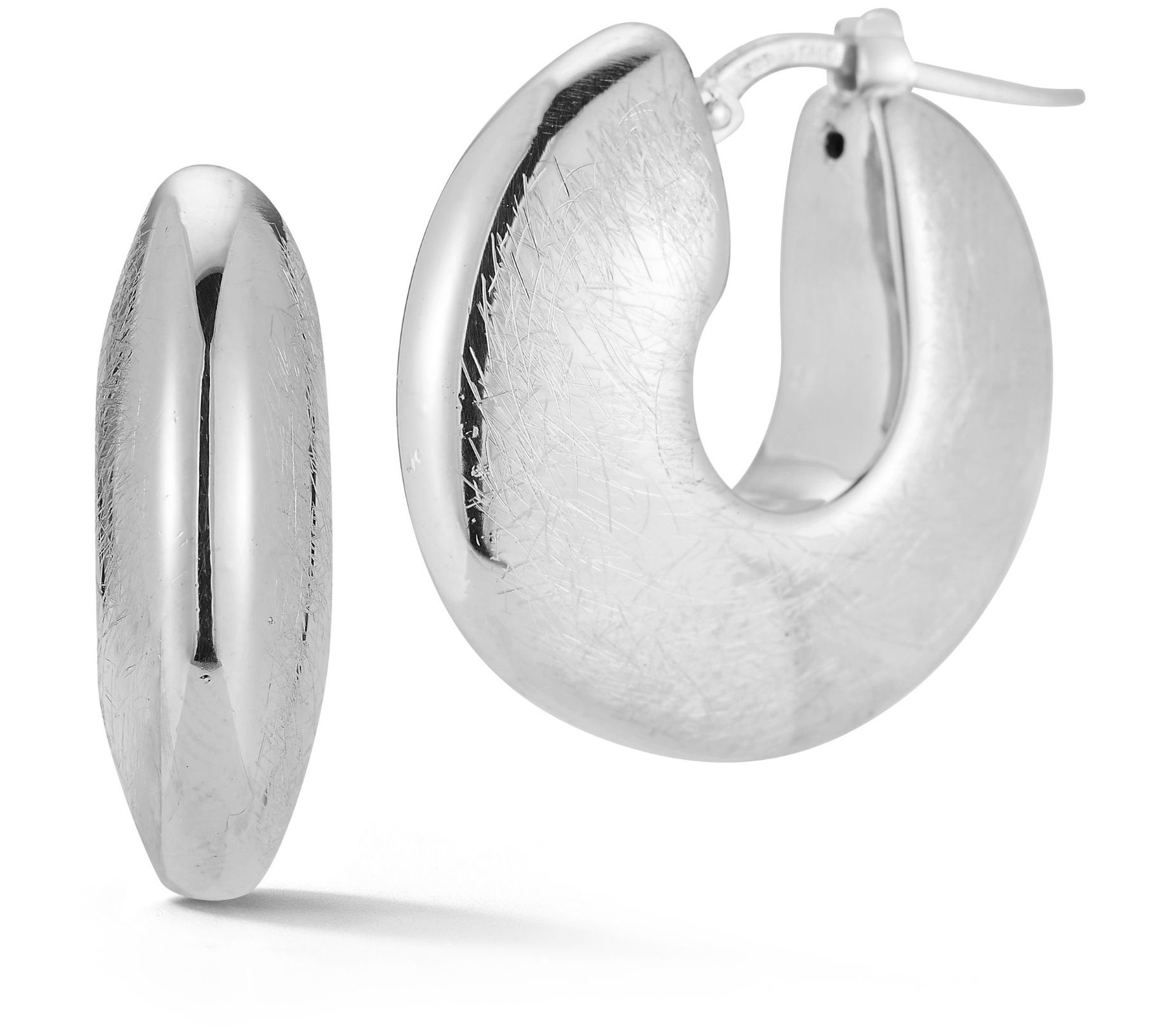 Italian Silver Textured Hollow Disc Earrings, Sterling