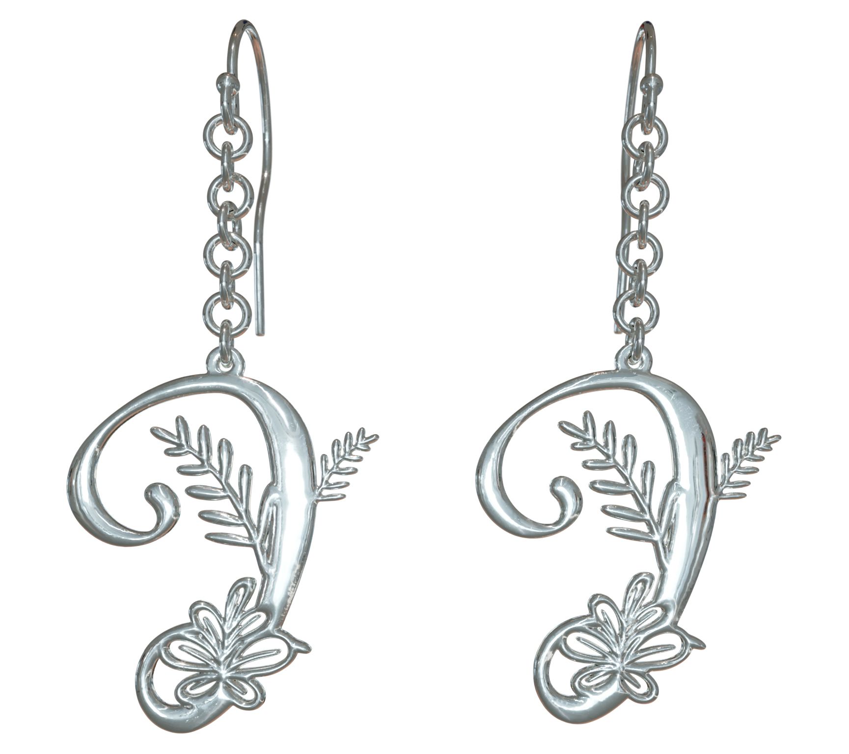 Sterling Silver Botanist Bouquet Initial Drop Earrings