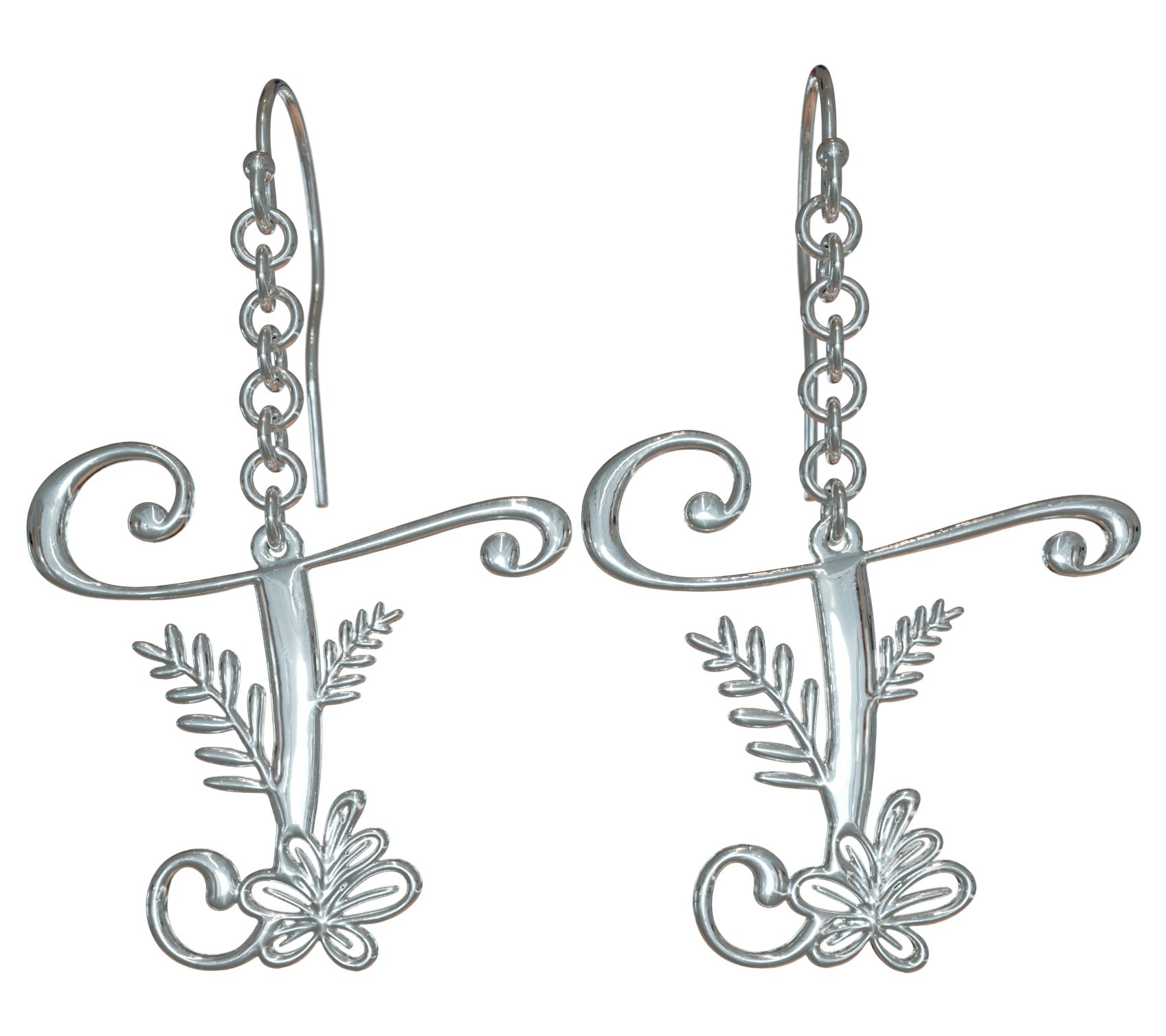 Sterling Silver Botanist Bouquet Initial Drop Earrings