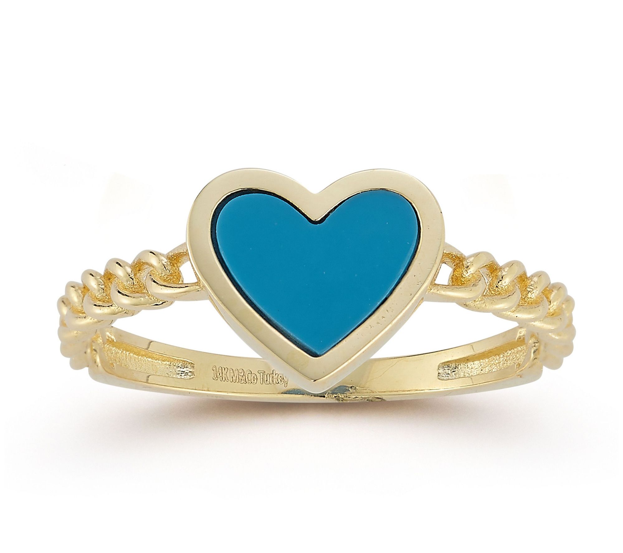 Luminosa Gold Gemstone Heart Curb Link Ring, 14K