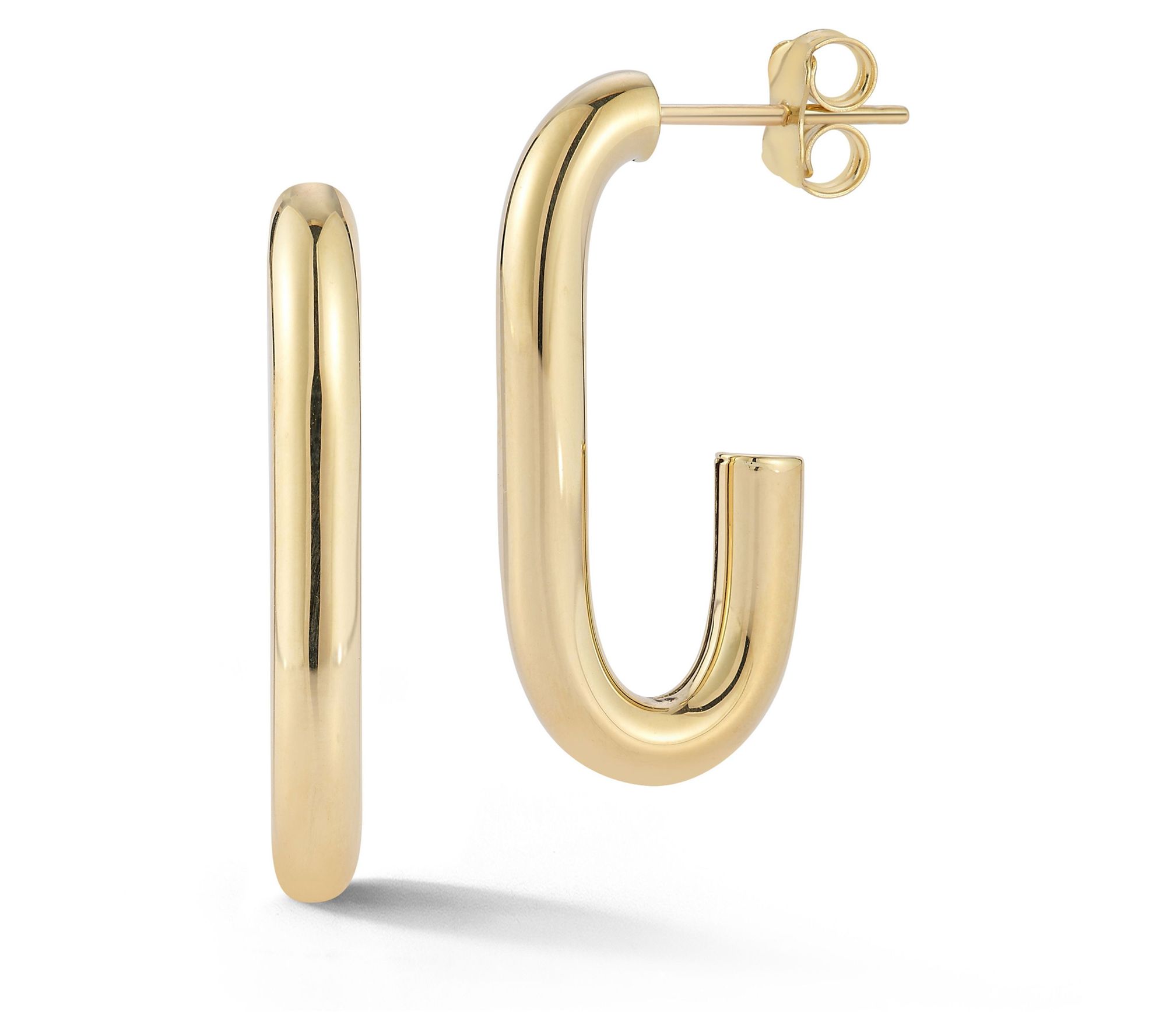 Luminosa Gold Elongated Oval Hoop Earrings, 14K