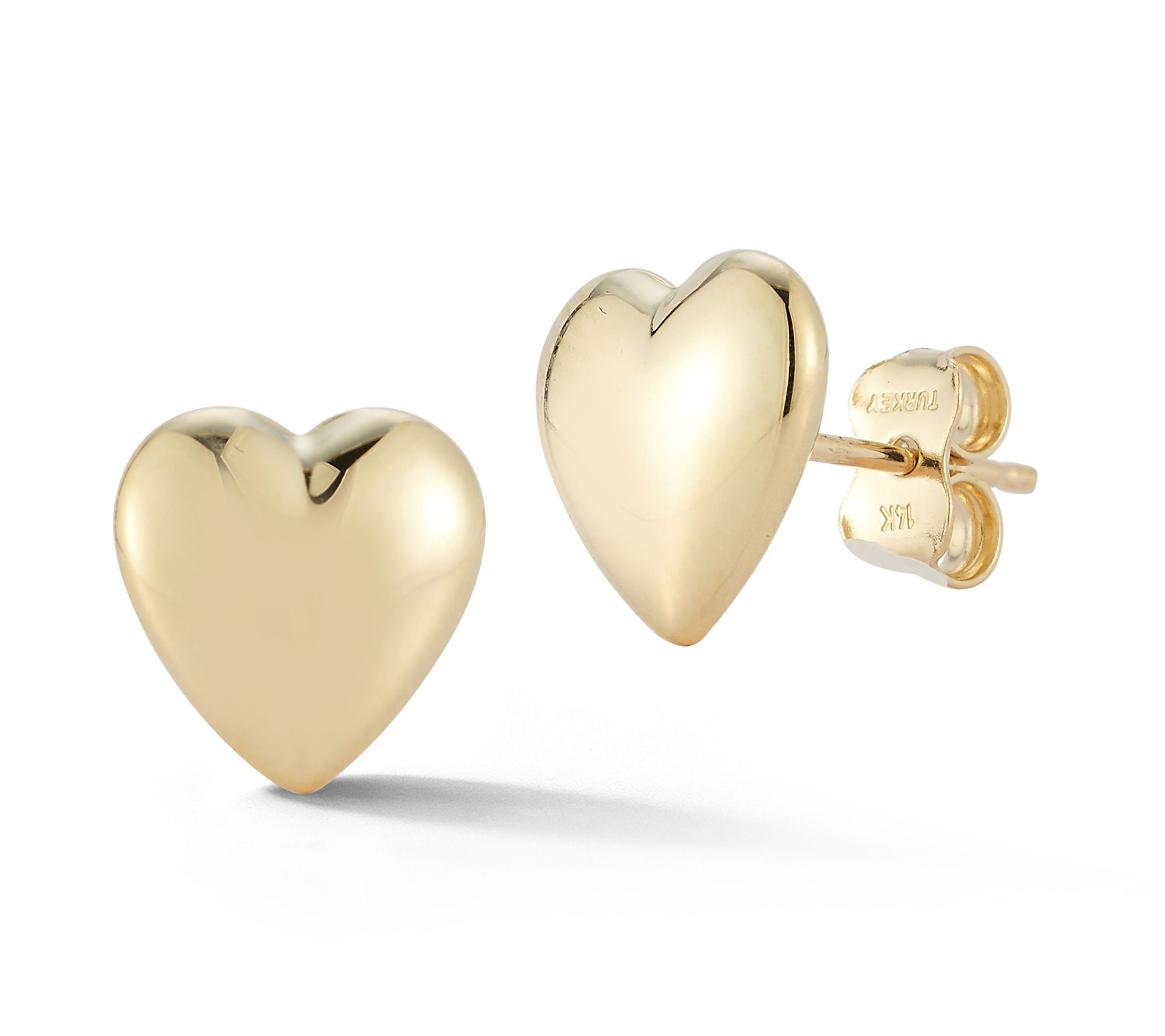 Luminosa Gold 3/8" Puffed Heart Stud Earrings,14K