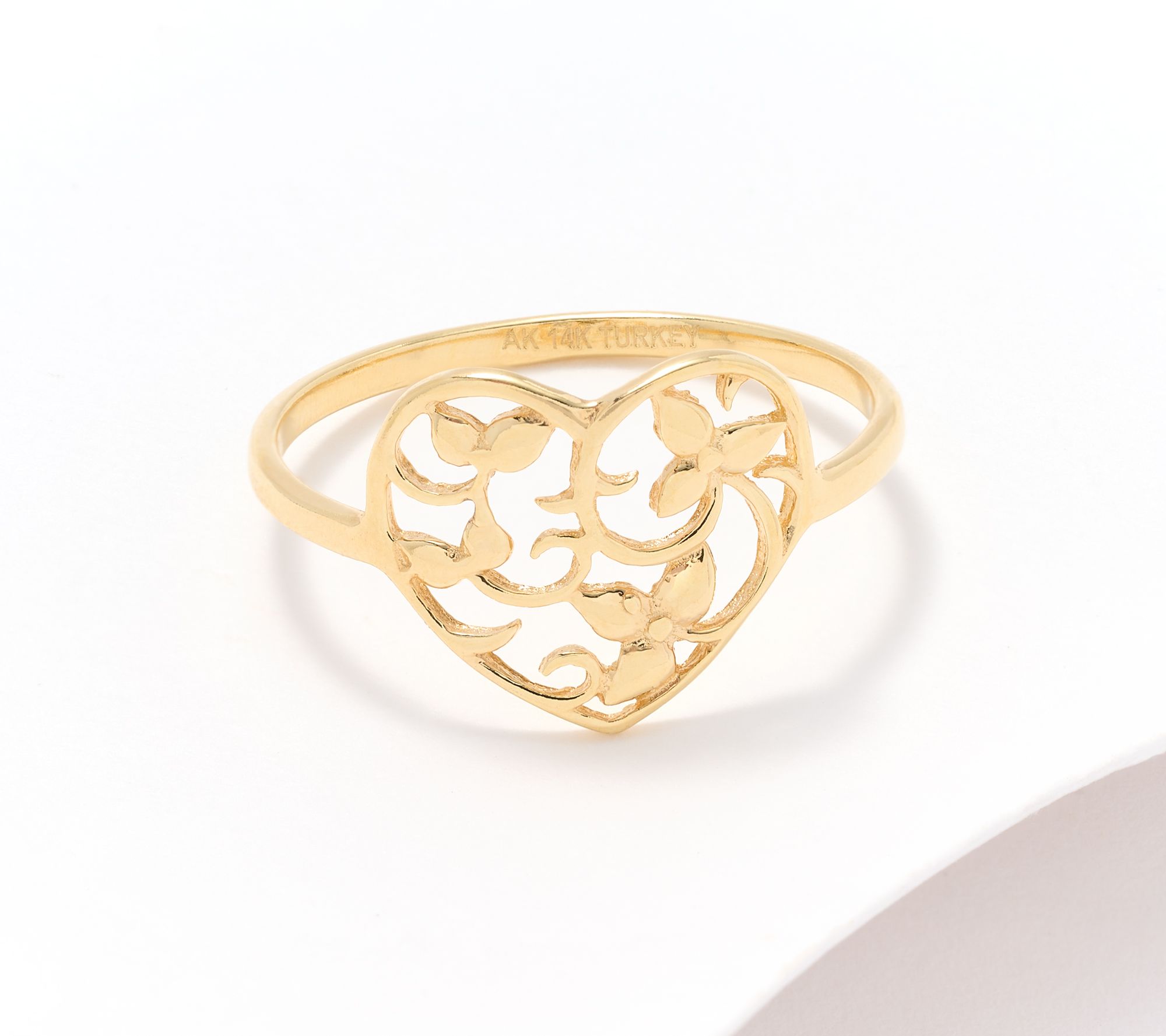 Adorna Vine Heart Ring, 14K Gold